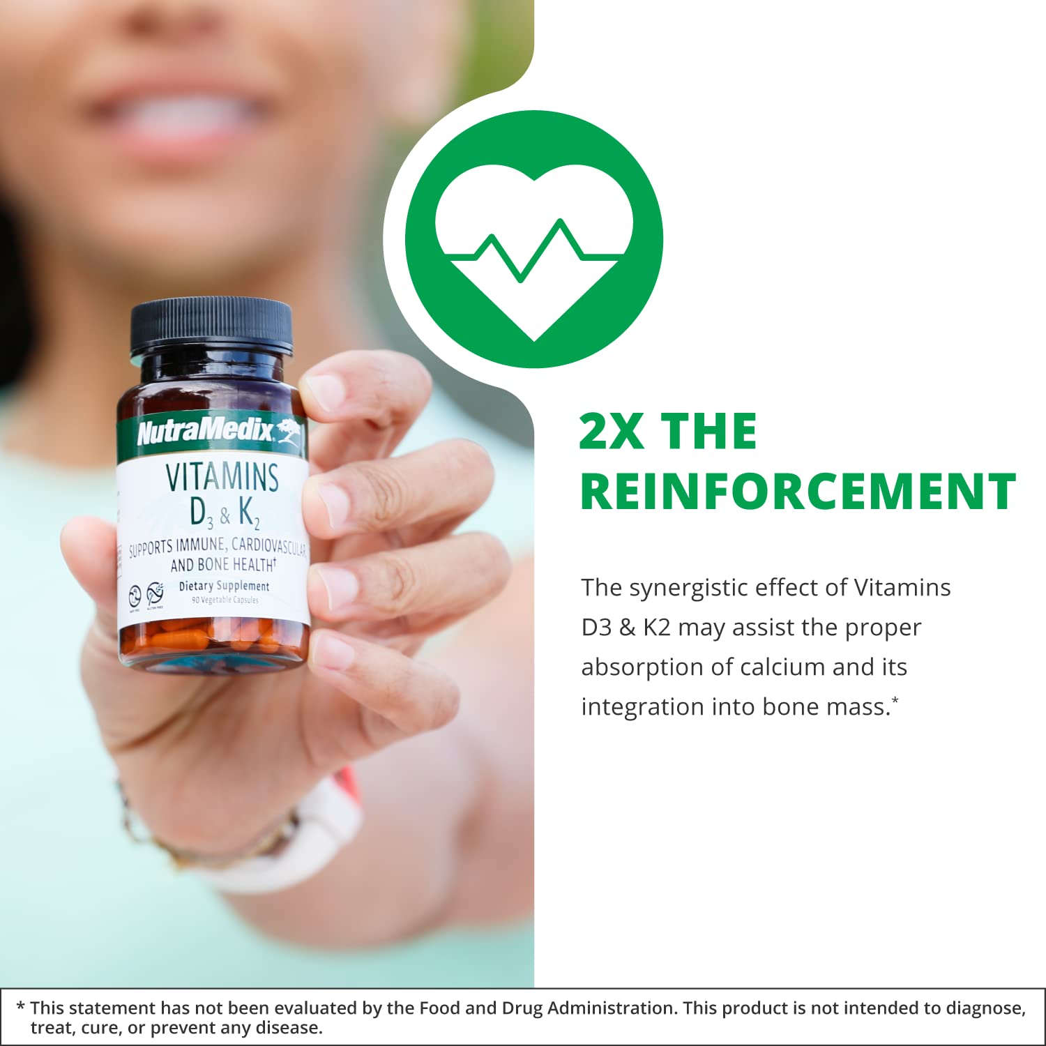 NutraMedix Vitamin D3 & K2 Supplement back view