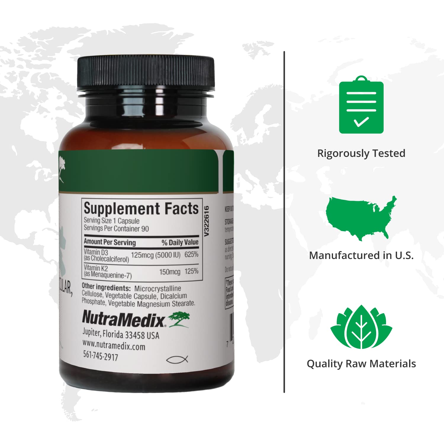 NutraMedix Vitamin D3 & K2 Supplement side view