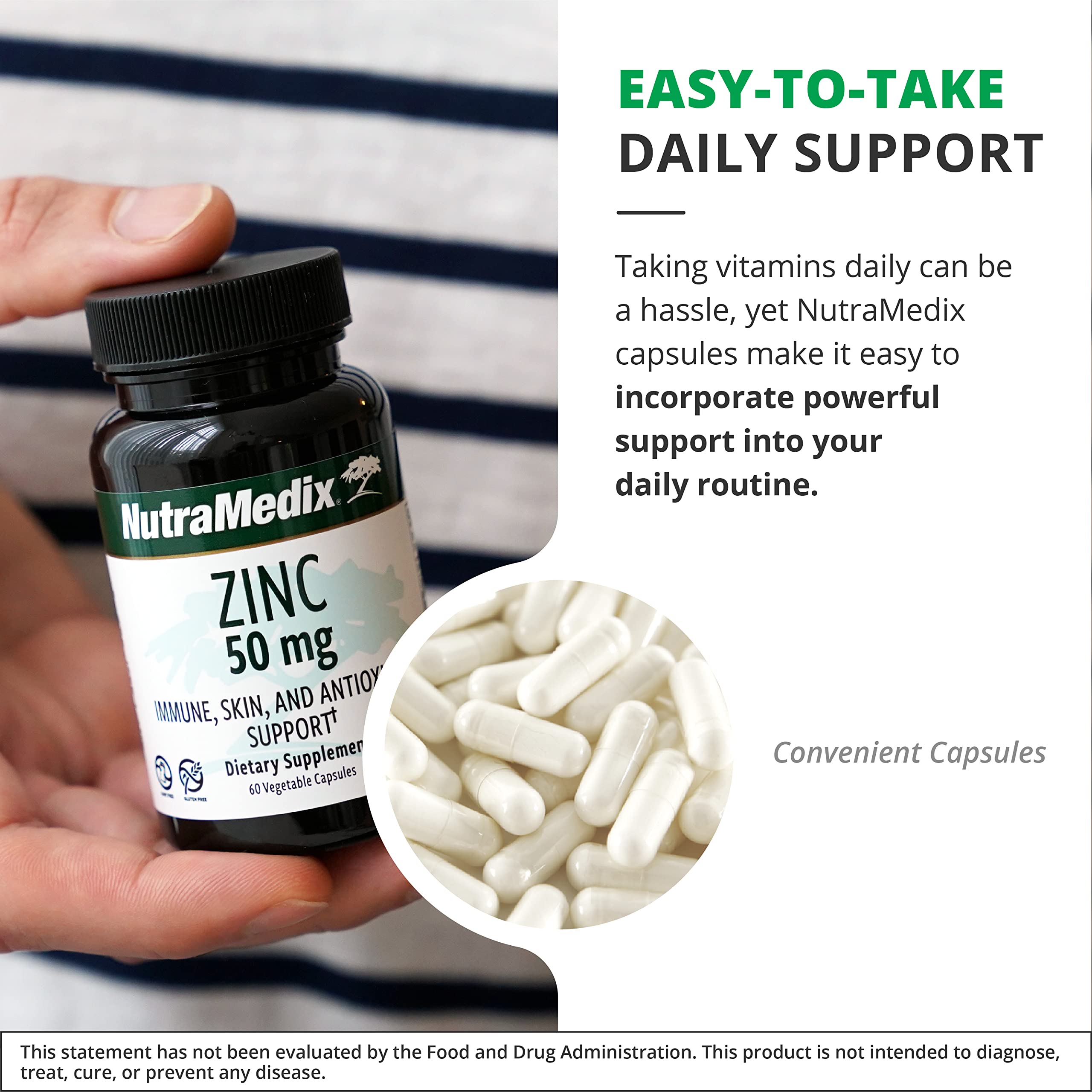NutraMedix Zinc 50mg Capsules with measuring spoon