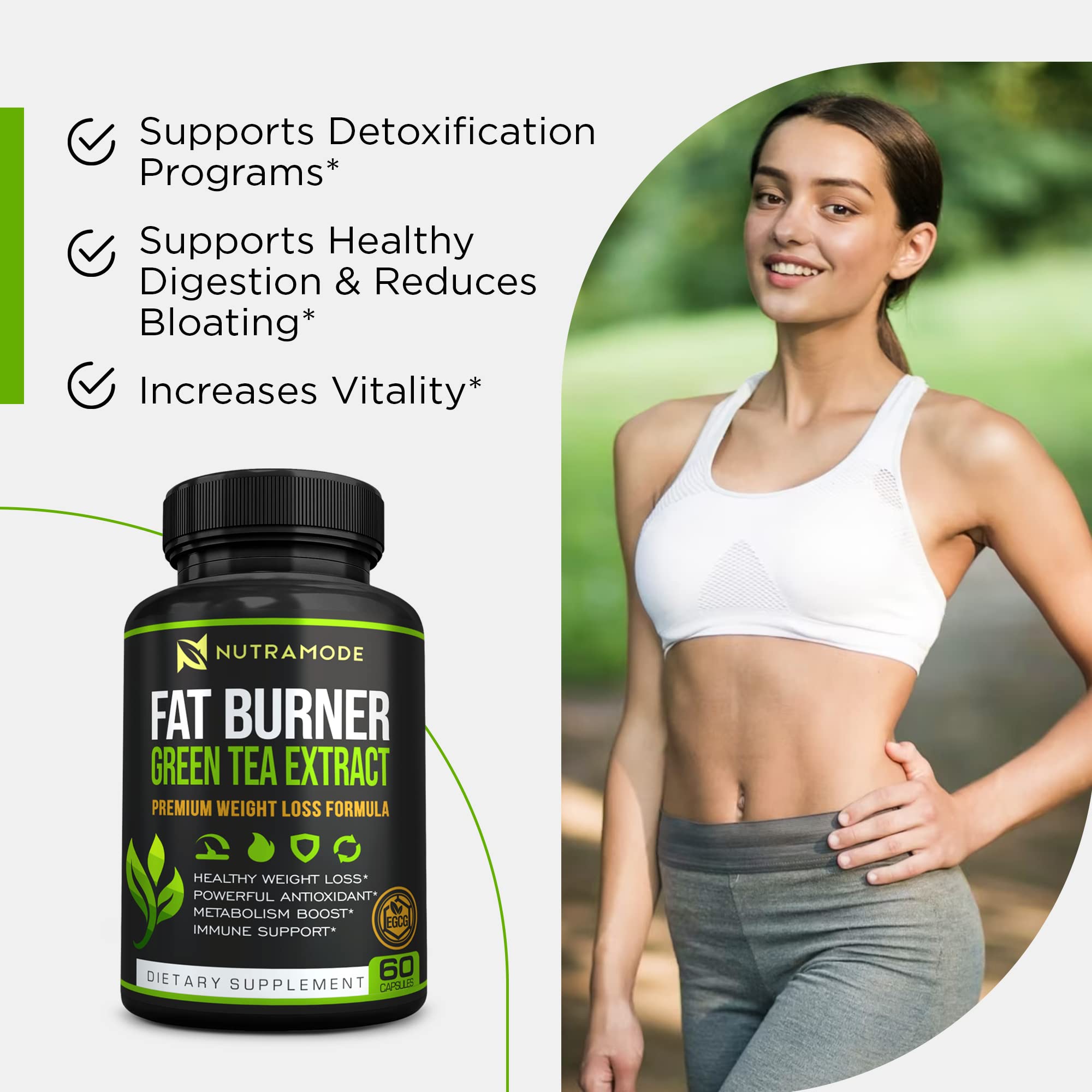NUTRAMODE Green Tea Extract Fat Burner Supplement back view