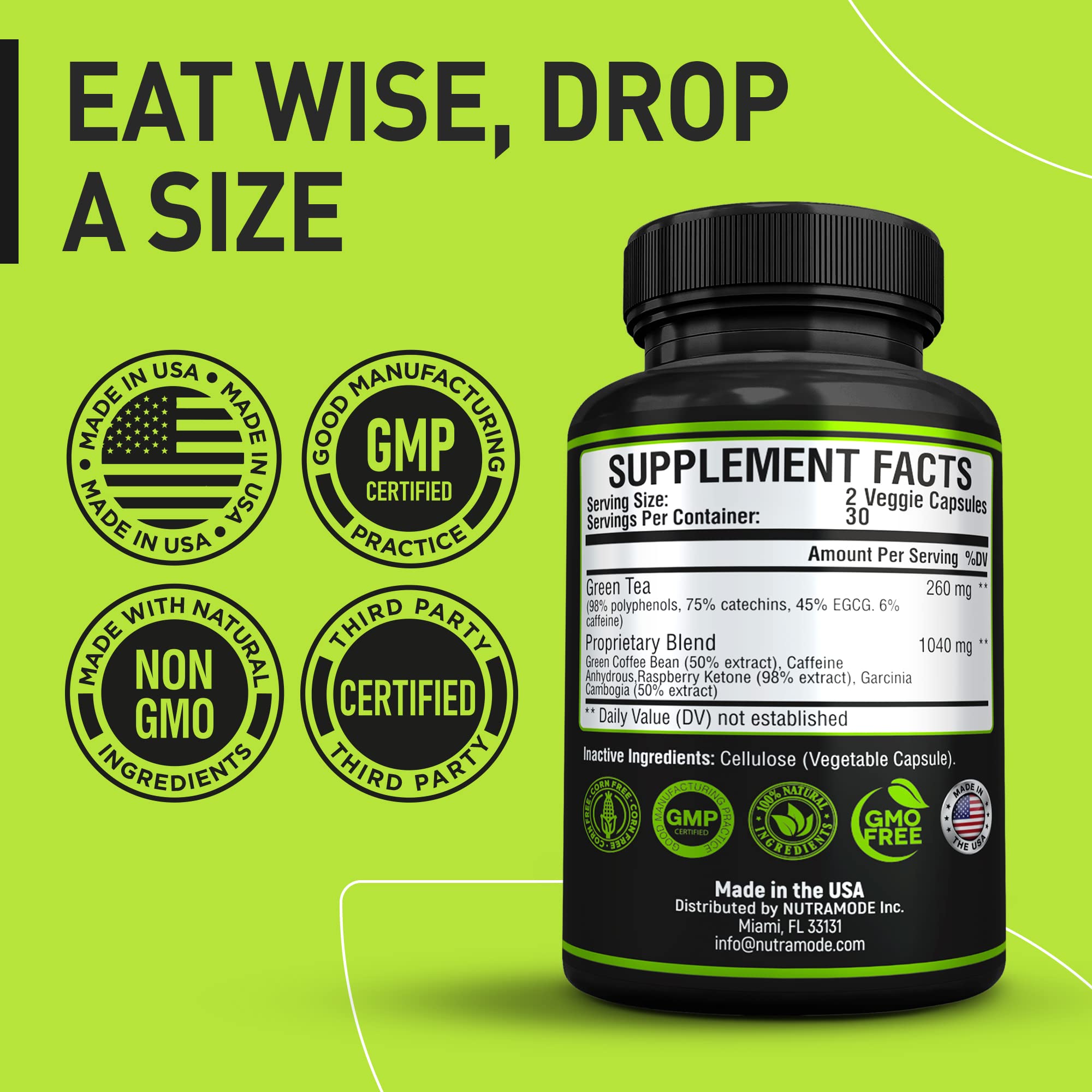 NUTRAMODE Green Tea Extract Fat Burner Supplement ingredients list