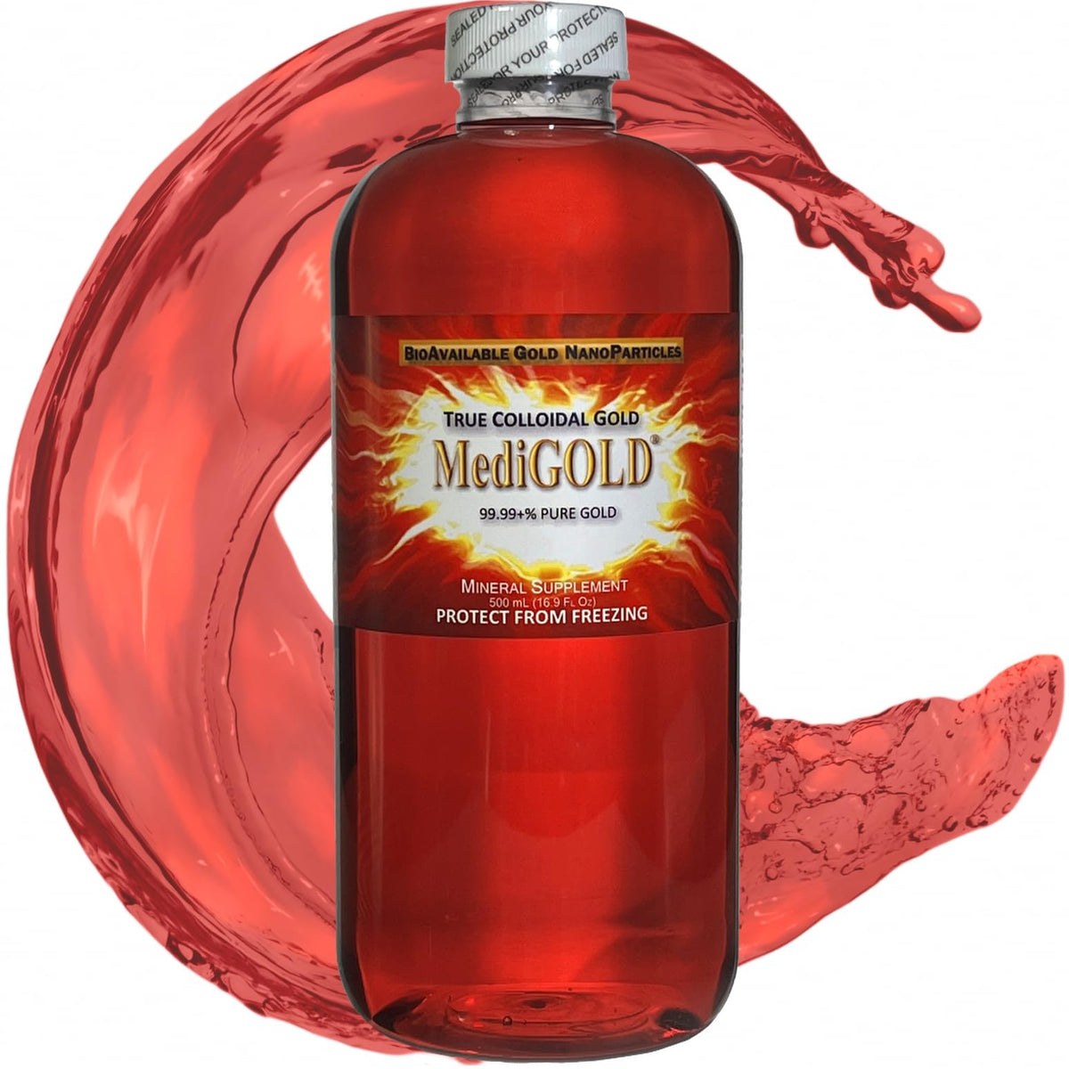 Nutraneering MediGOLD 500ml colloidal gold supplement front view