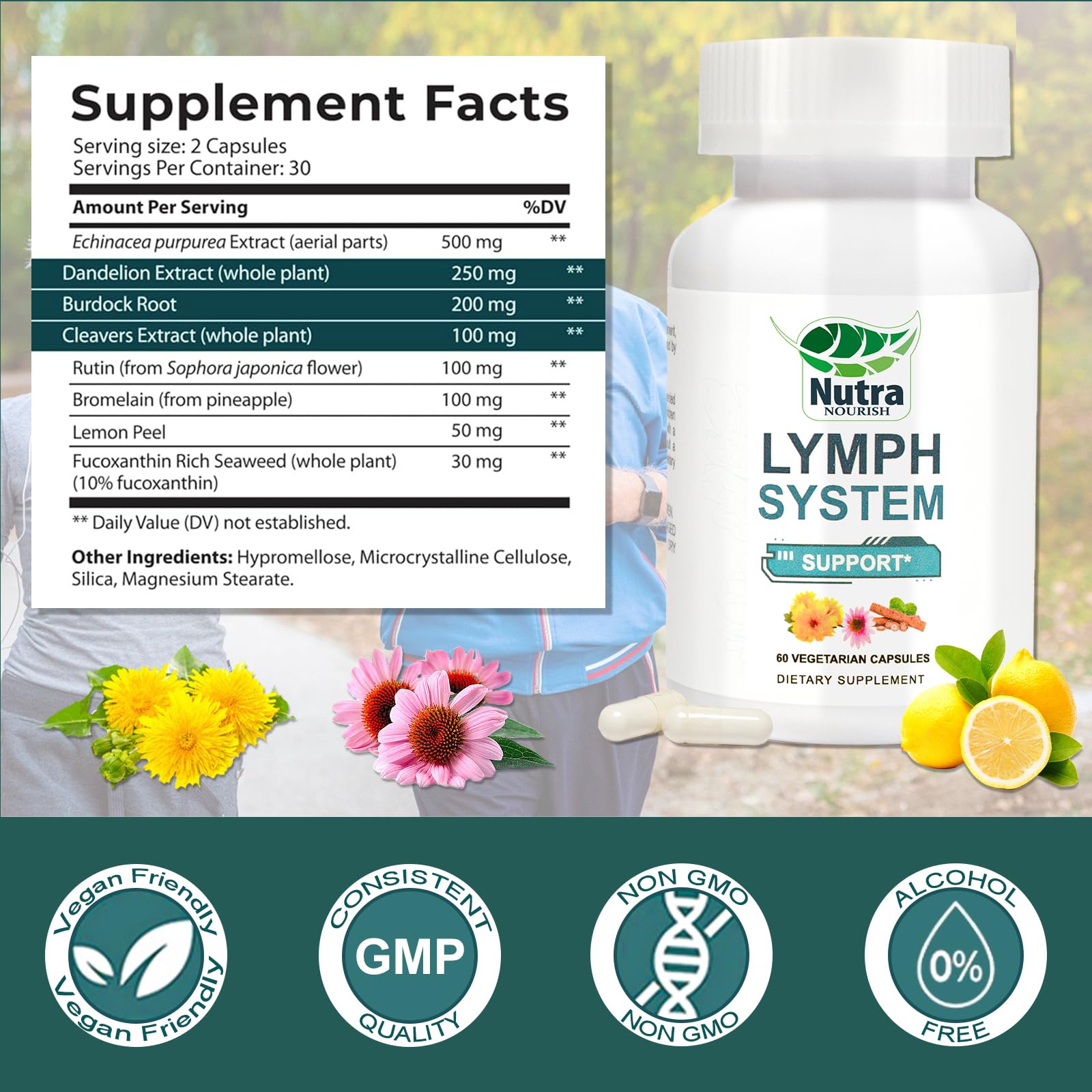 NutraNourish Echinacea Herbal Supplement Capsules back view