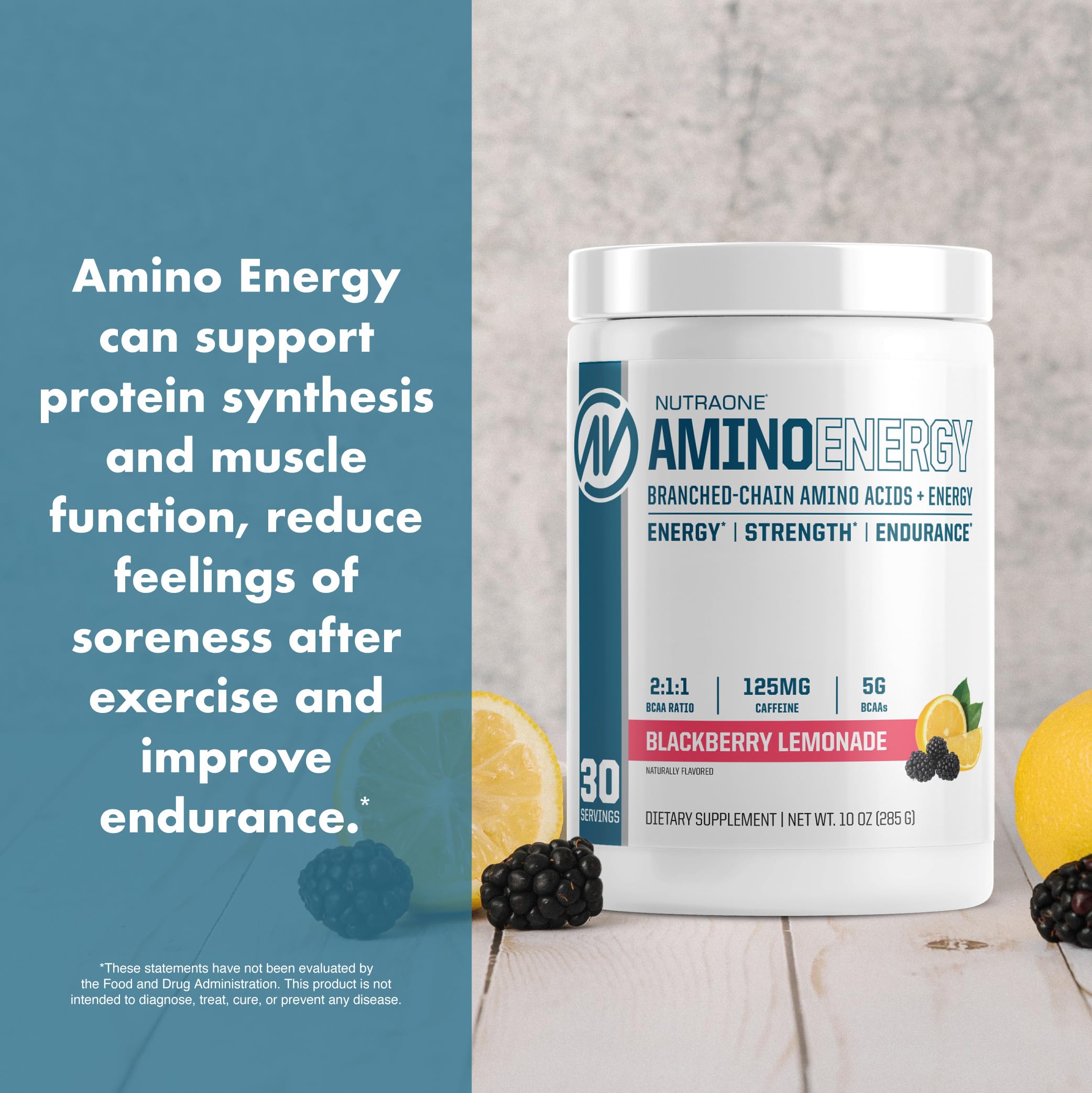 NutraOne BCAA Amino Energy Supplement 358g serving scoop