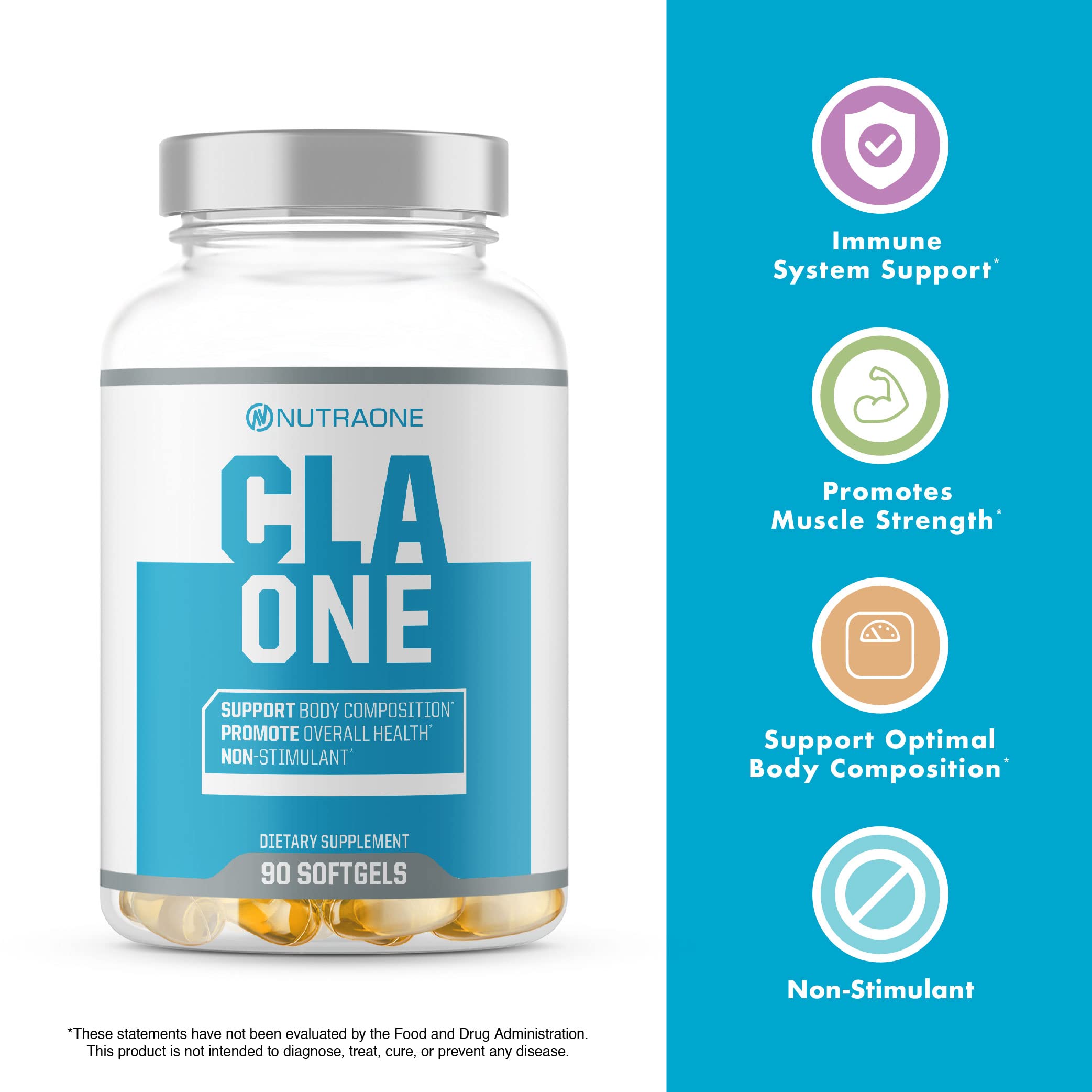NutraOne CLAOne Conjugated Linoleic Acid 80% capsules in bottle