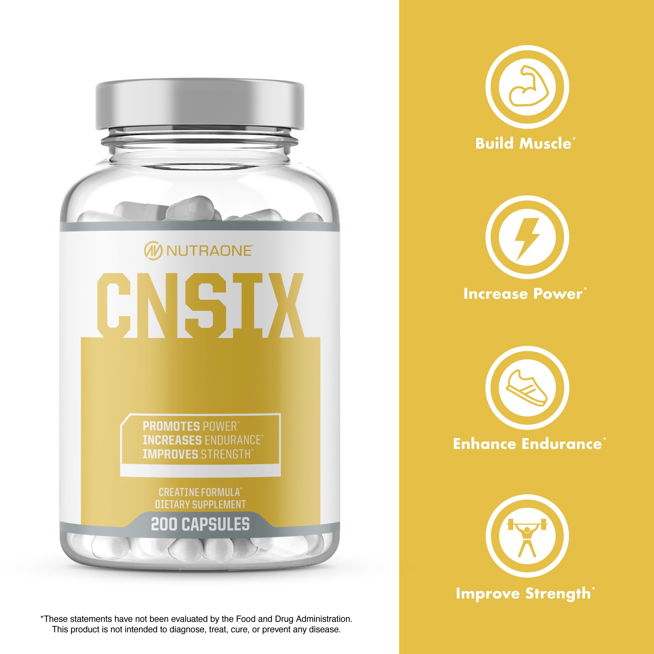 NutraOne CNSix Creatine HCl 210g packaging on a table