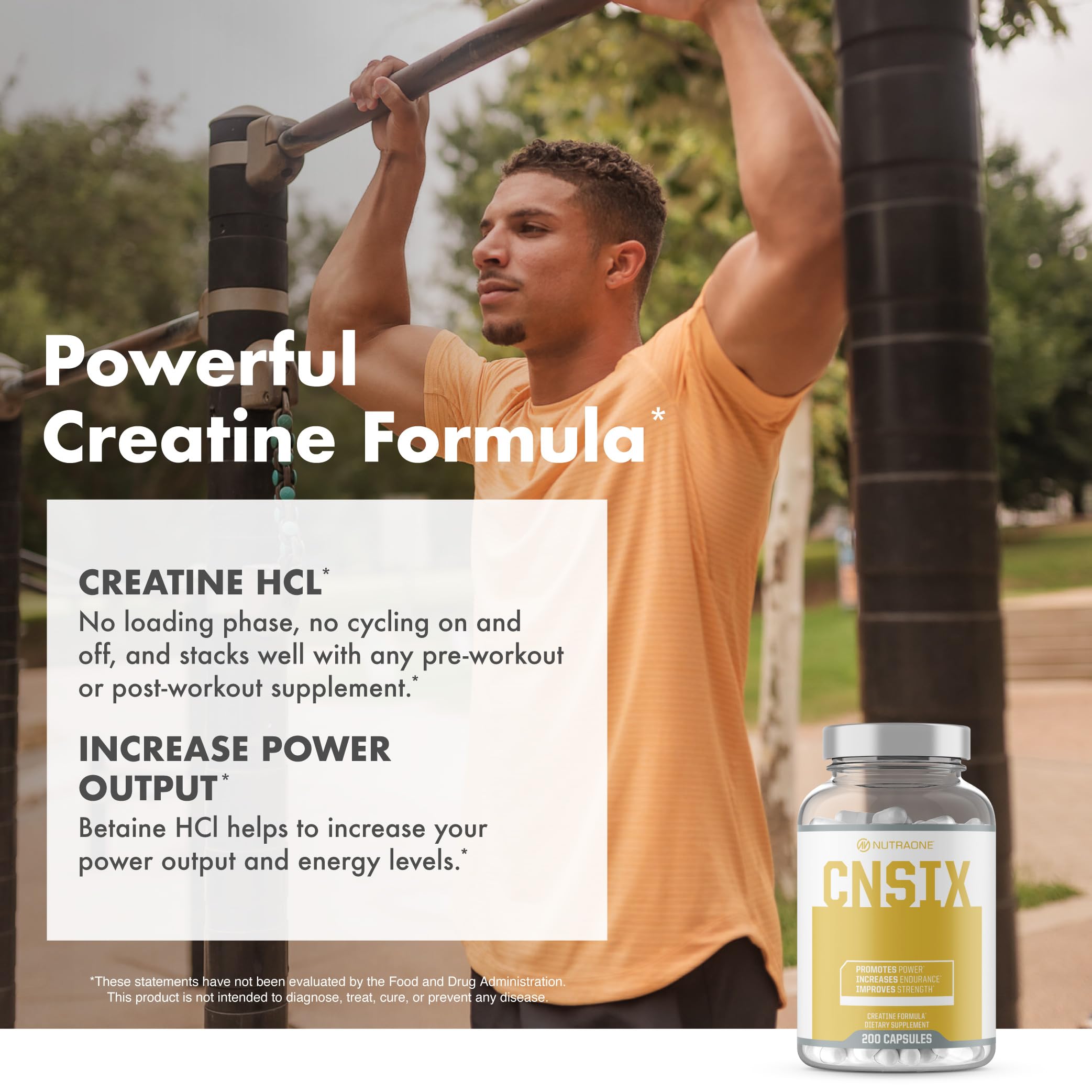 NutraOne CNSix Creatine HCl 210g product label close-up