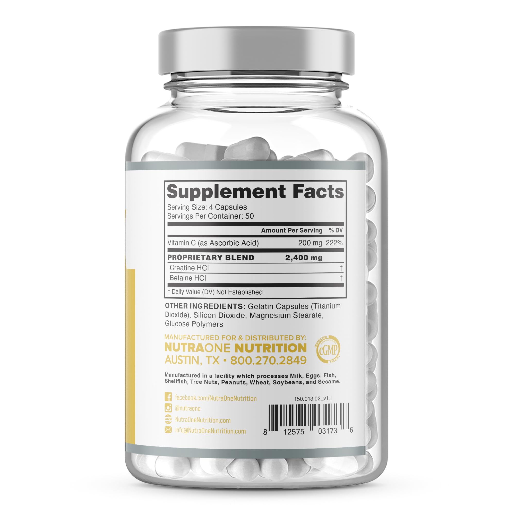 NutraOne CNSix Creatine HCl 210g side view