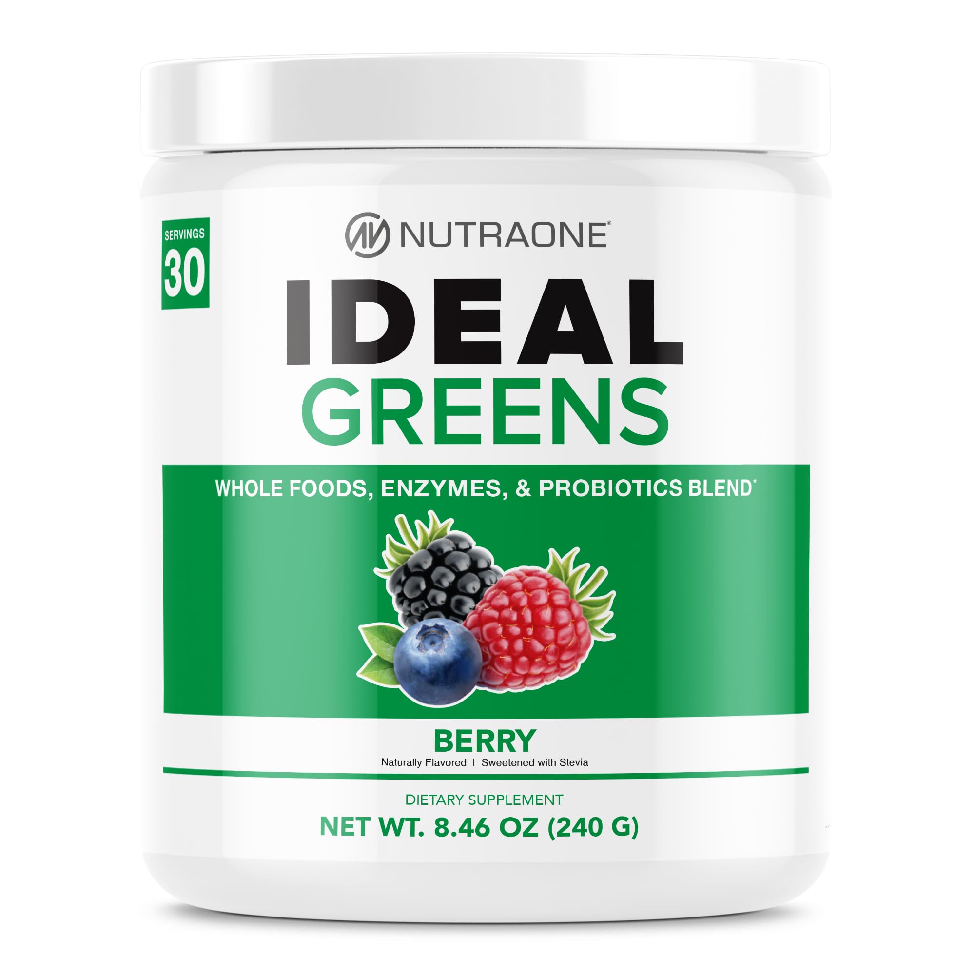 NutraOne Green Powder Supplement 340g front view