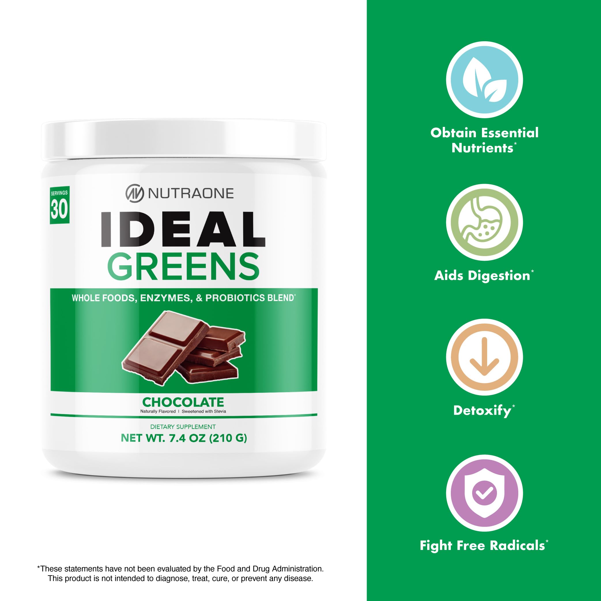 NutraOne Green Powder Supplement 340g nutritional information