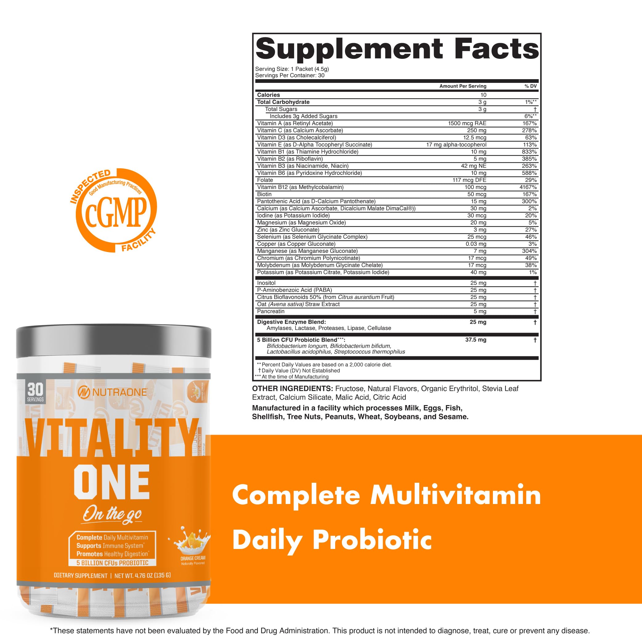 NutraOne VitalityOne On the Go packet on a kitchen counter