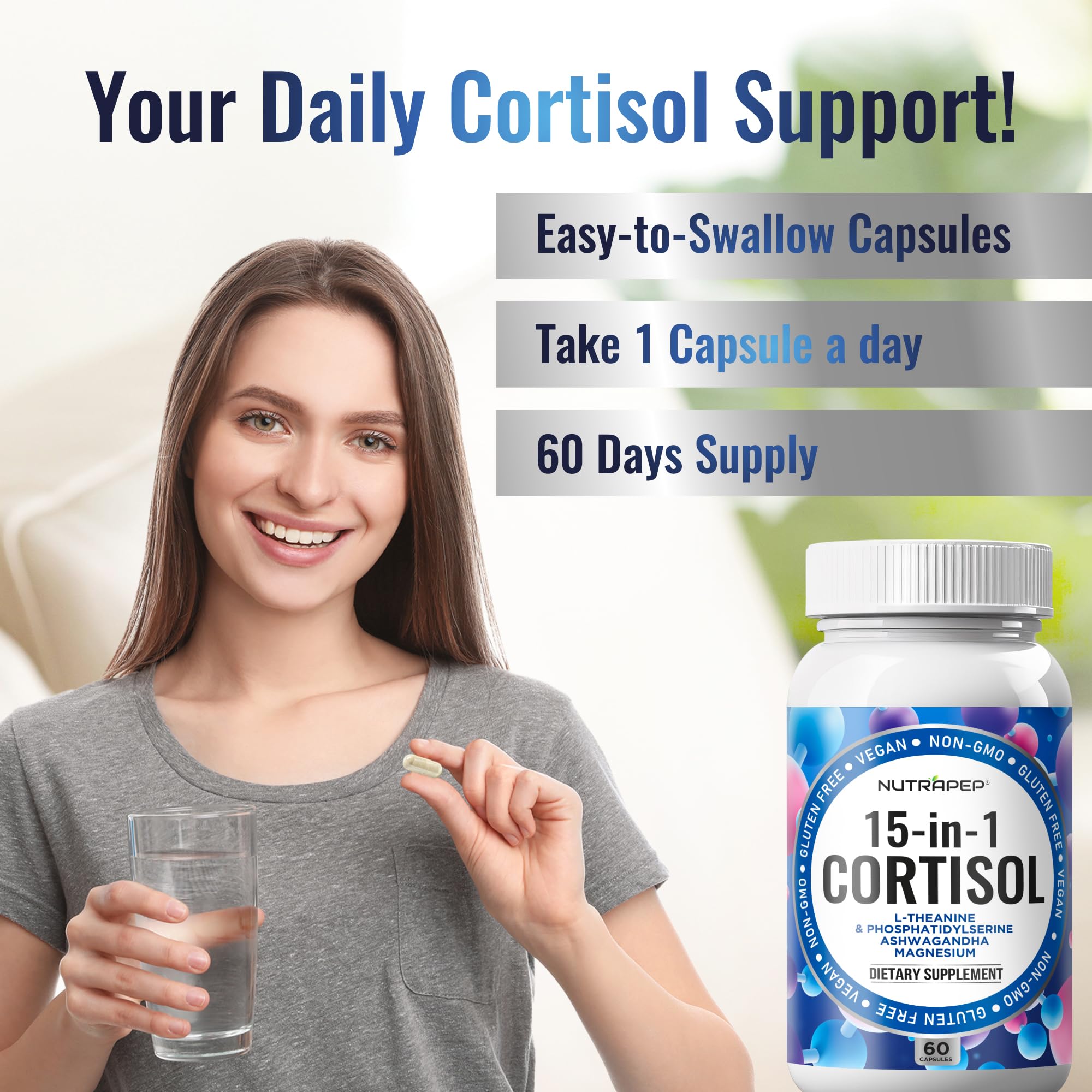 NutraPep 15-in-1 Cortisol Support Supplement packaging