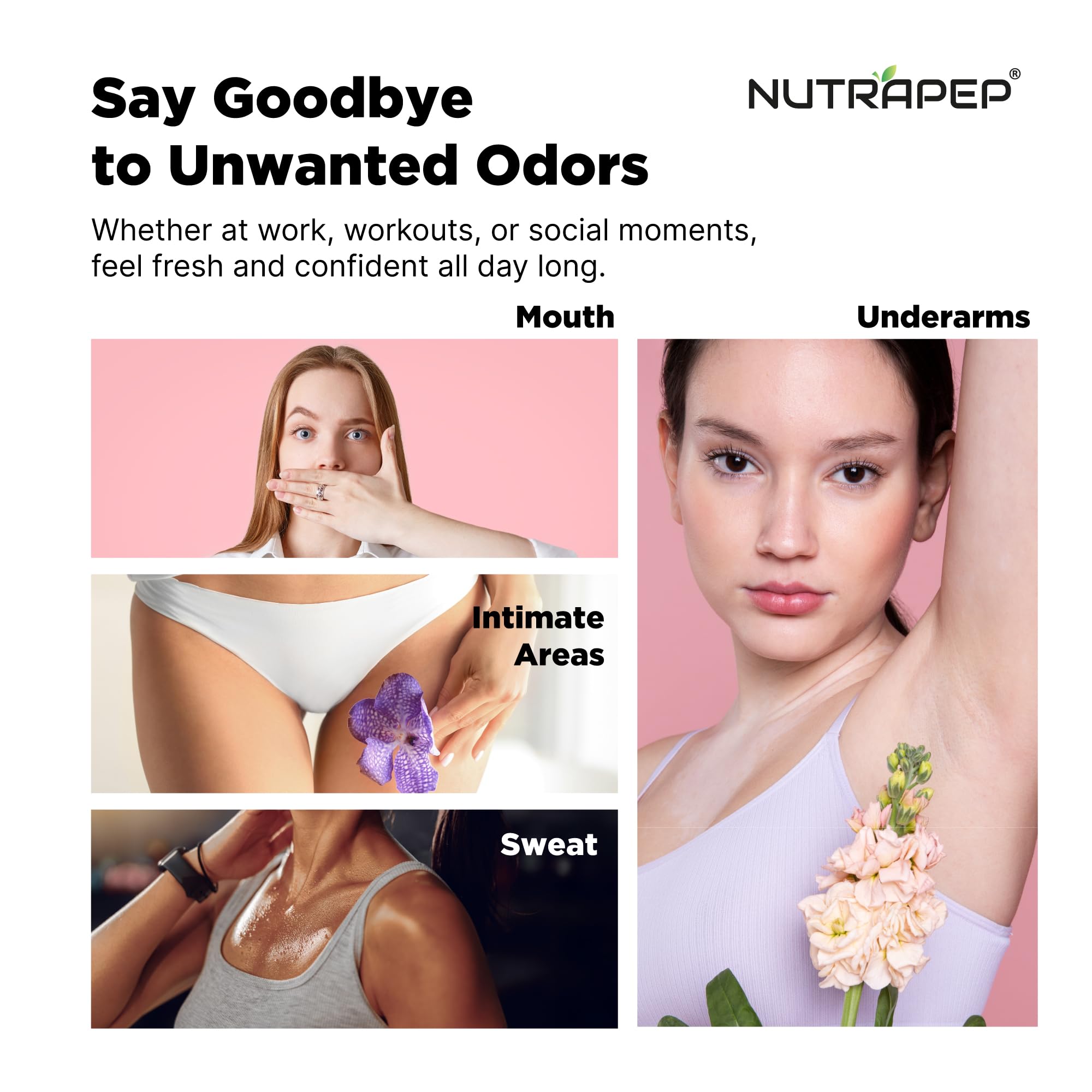 NutraPep Body Deodorizing Supplement capsules close-up