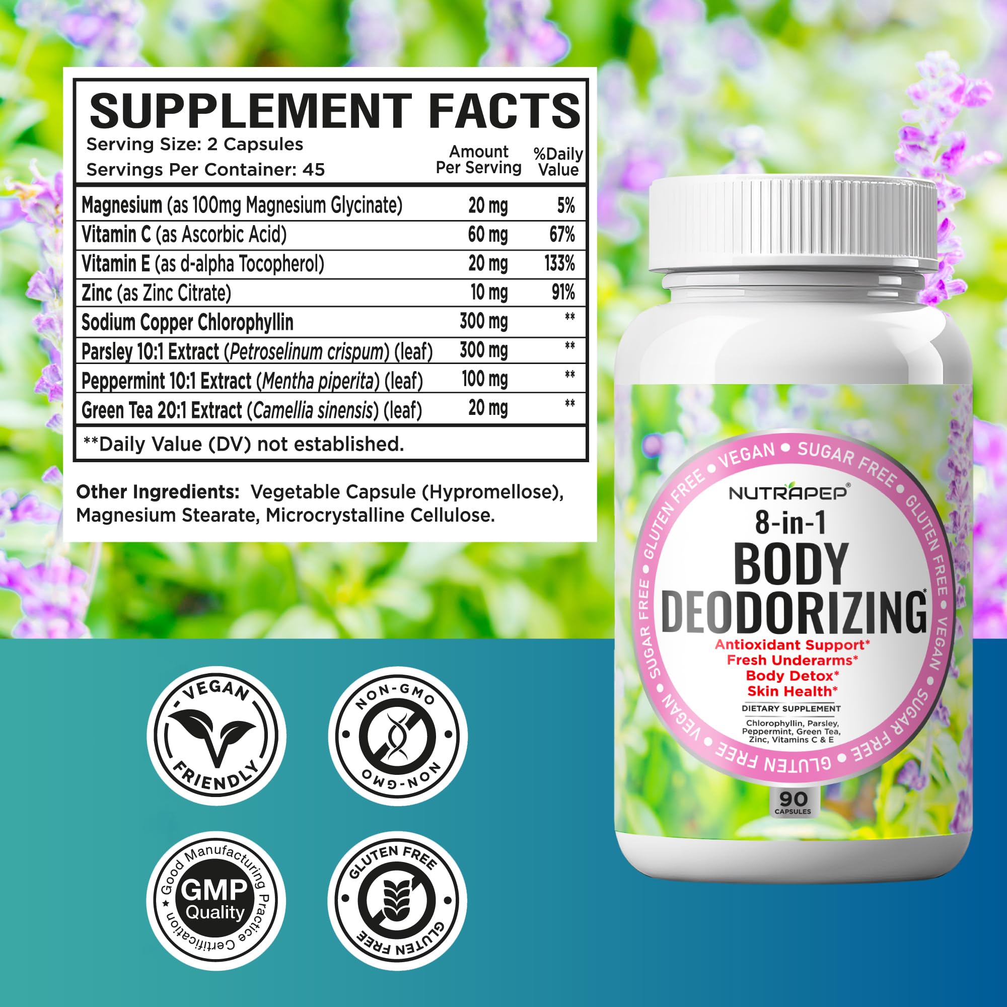 NutraPep Body Deodorizing Supplement packaging details