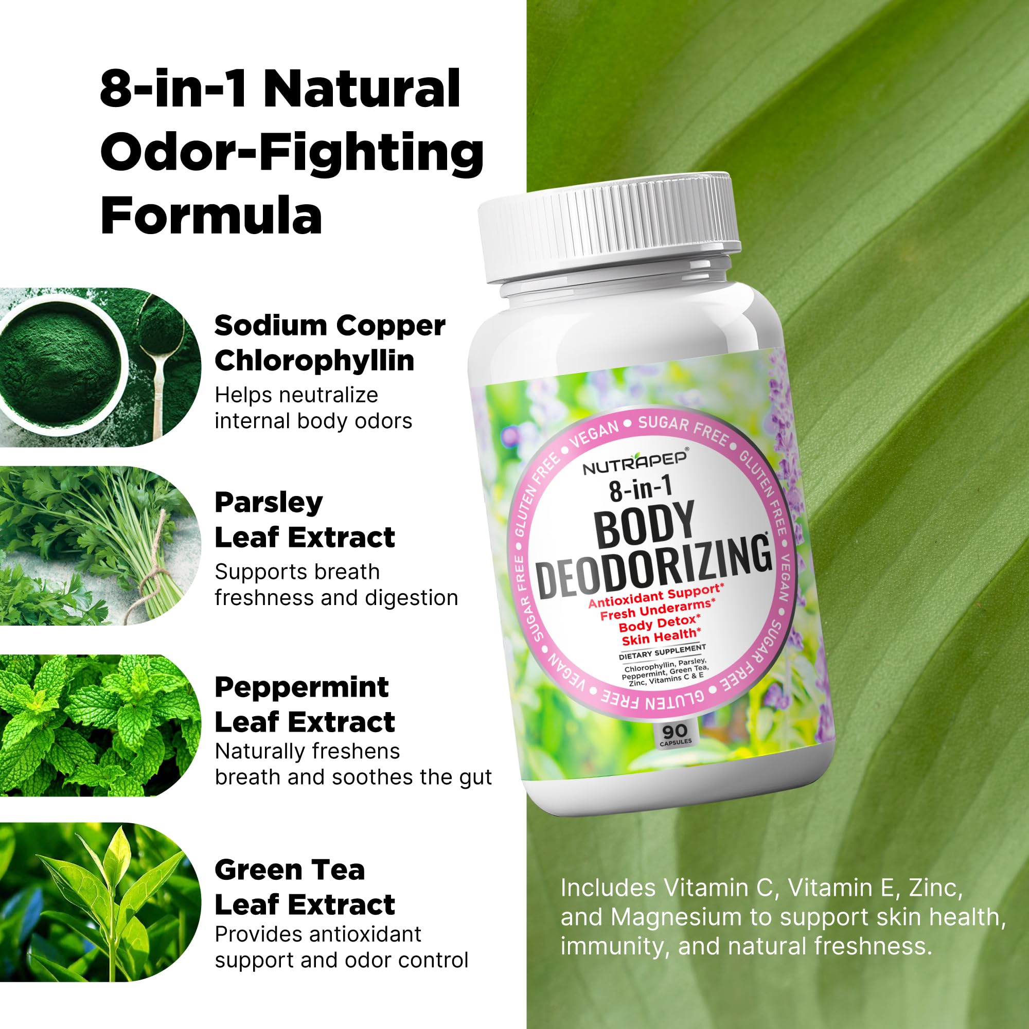 NutraPep Body Deodorizing Supplement side view