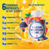 NutraPep Calcium Magnesium Zinc Gummies nutritional information label