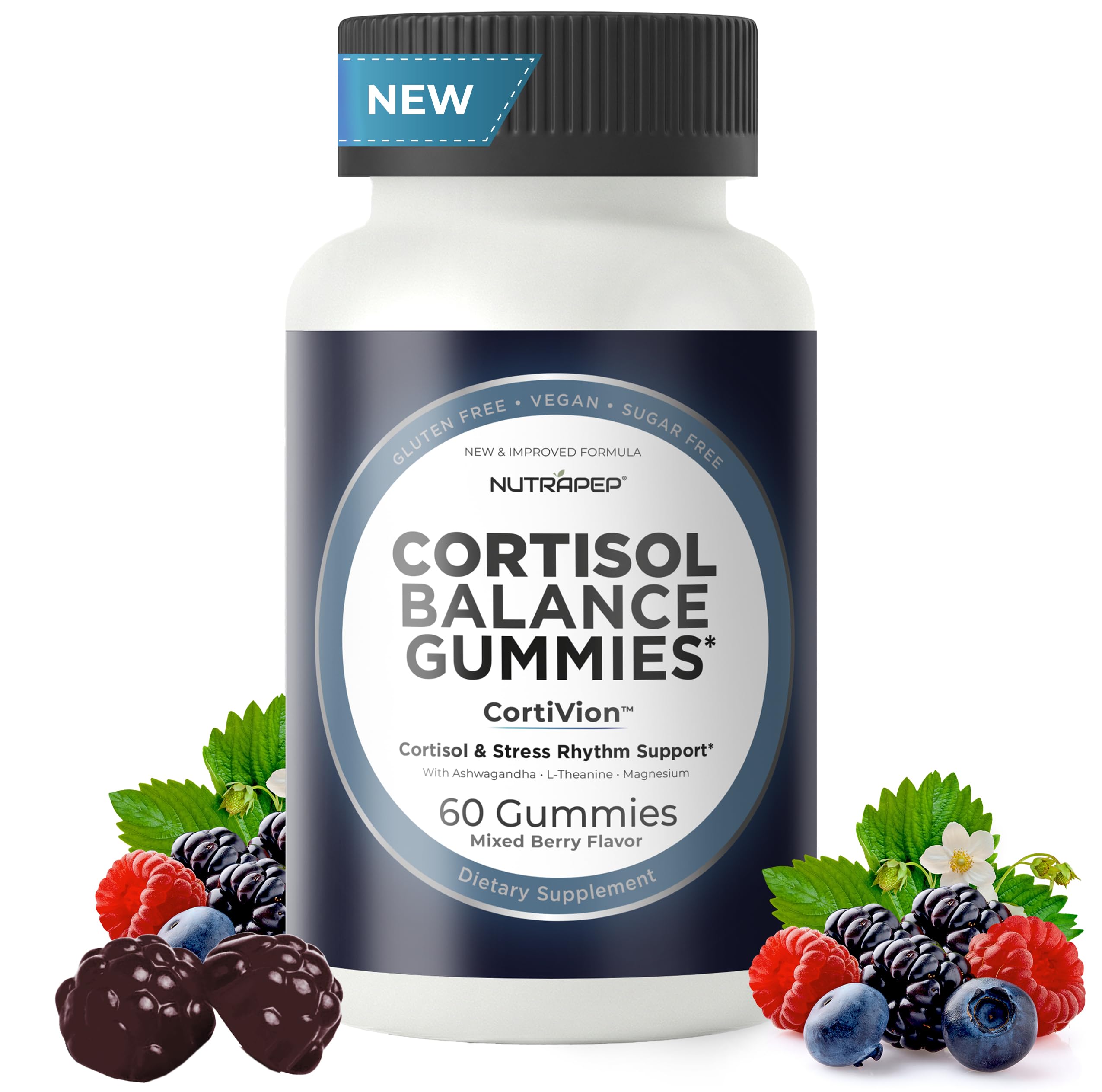 NutraPep Cortisol Gummies bottle front view with 60 gummies