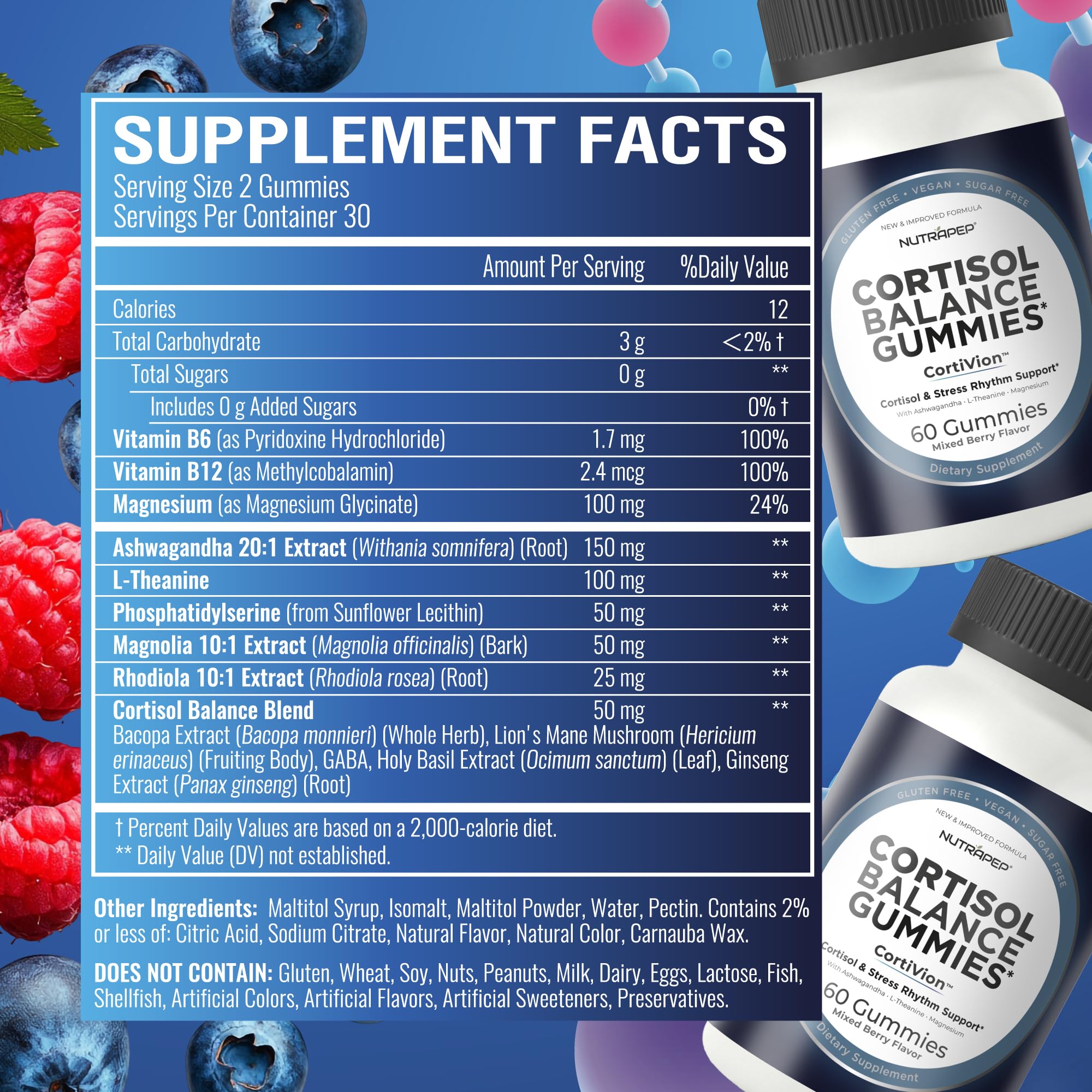 NutraPep Cortisol Gummies with fresh berries