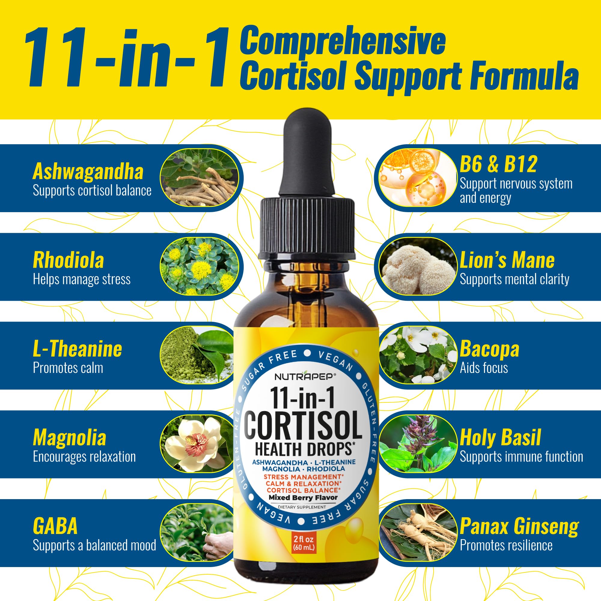 NutraPep Cortisol Health Drops 60mL mixed berry flavour