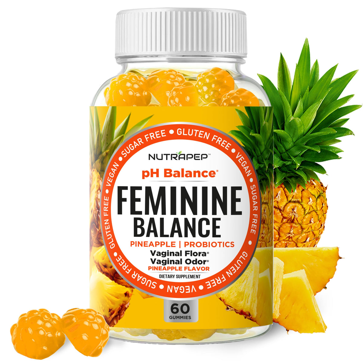 NutraPep Feminine Balance Gummies front view with packaging