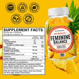 NutraPep Feminine Balance Gummies in a hand with a tropical setting