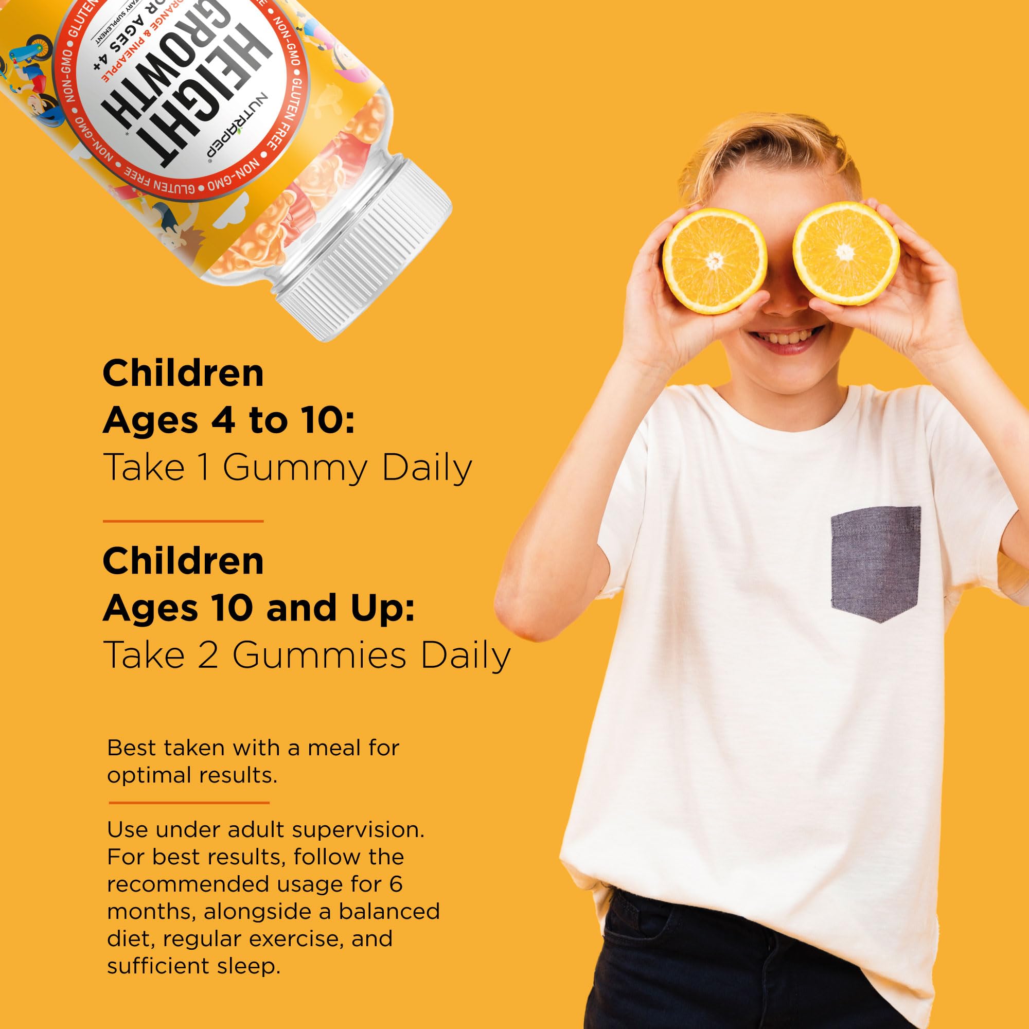 NutraPep Height Growth Support Gummies back view with ingredients list