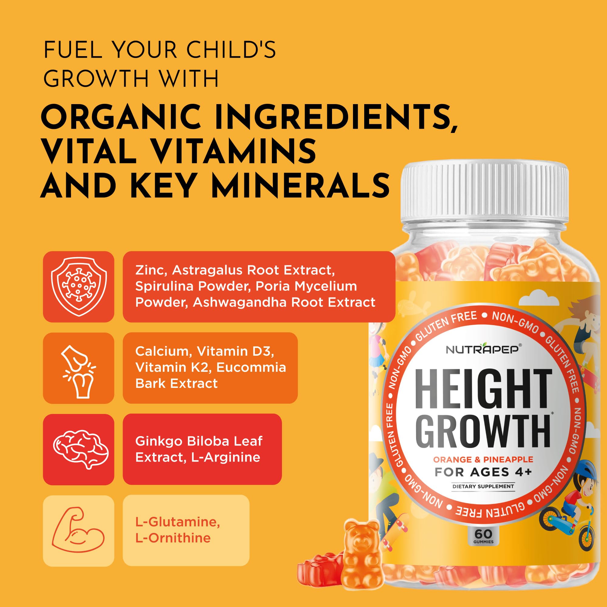 NutraPep Height Growth Support Gummies close-up of gummies