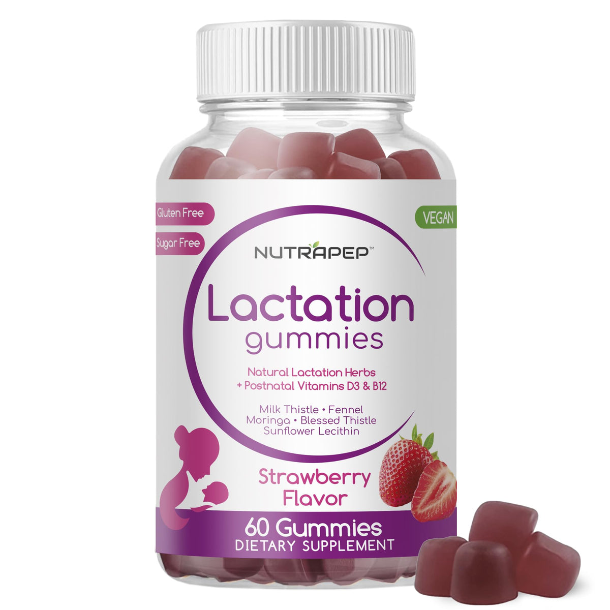 NutraPep Lactation Support Gummies 60 count front view