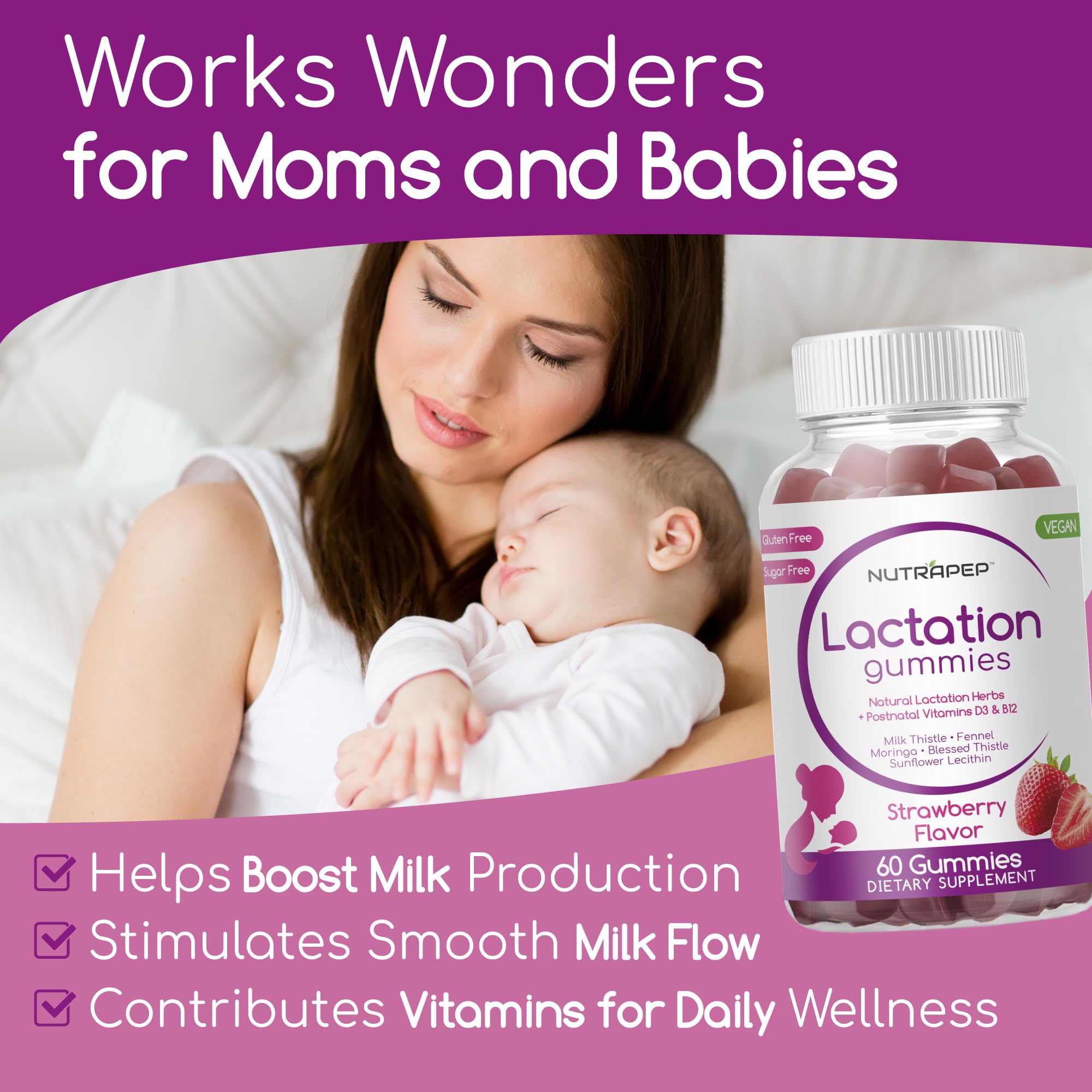 NutraPep Lactation Support Gummies packaging side view