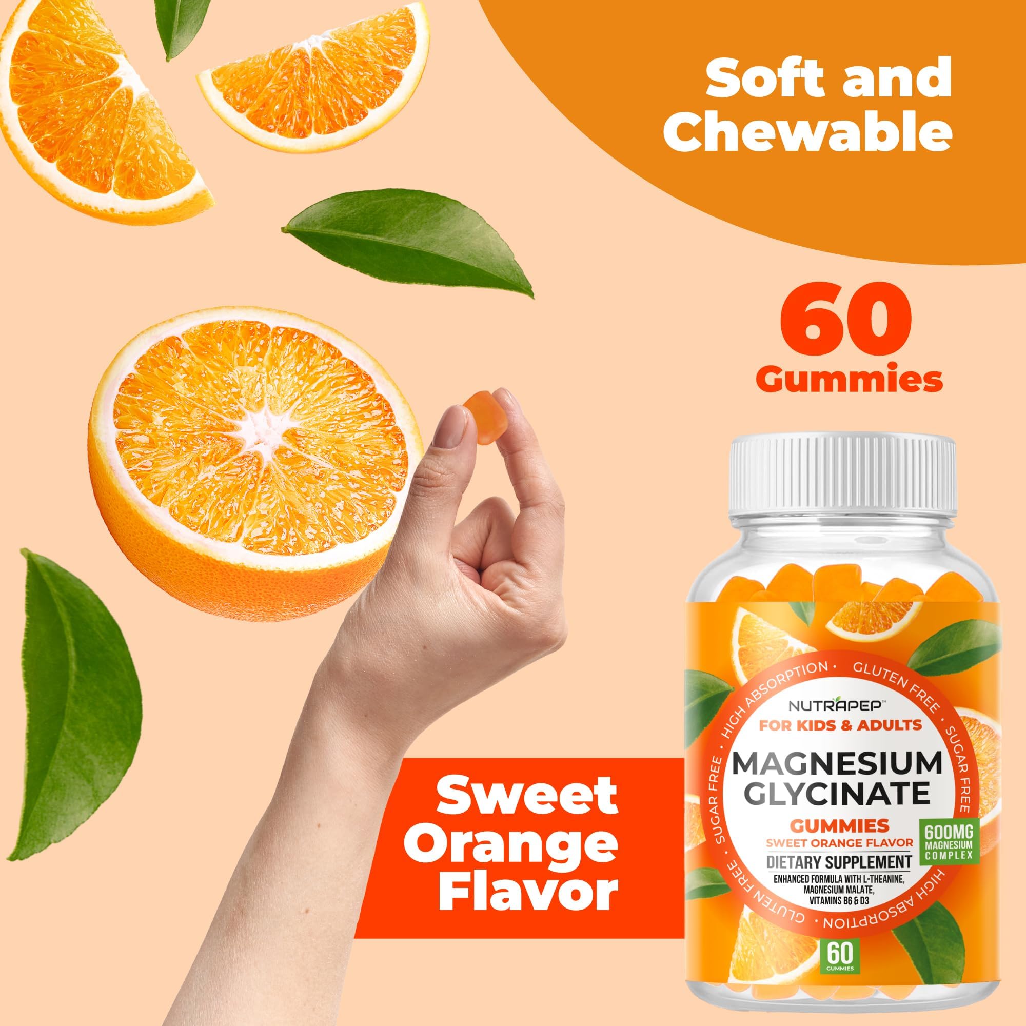 NutraPep Magnesium Glycinate Gummies lifestyle scene with fruits