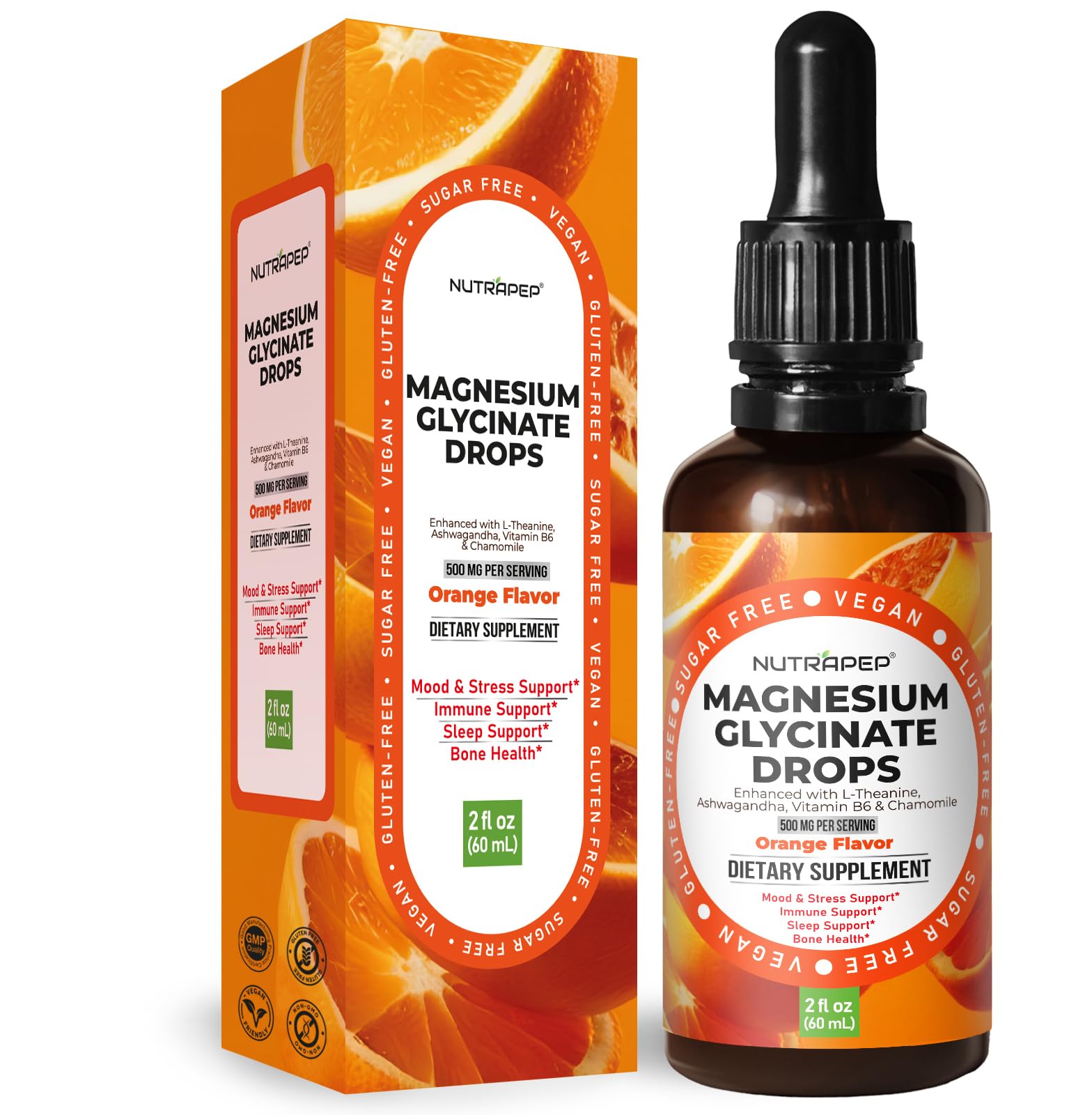 NutraPep Magnesium Glycinate Liquid Drops 132g front view