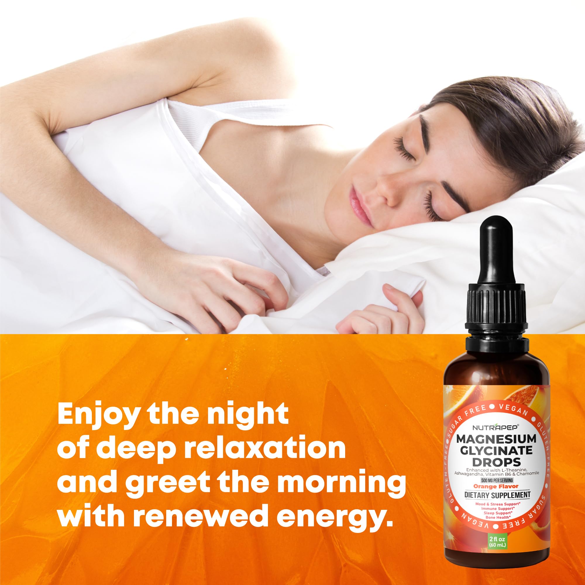 NutraPep Magnesium Glycinate Liquid Drops 132g orange flavour