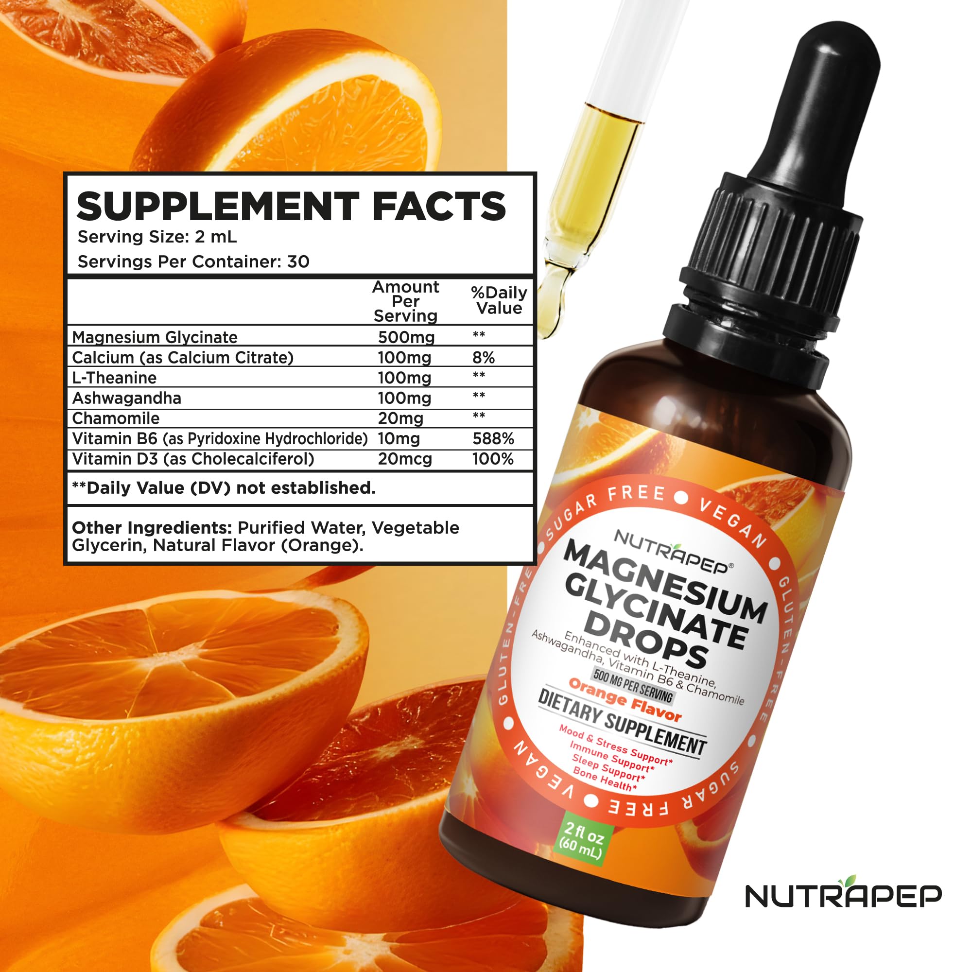 NutraPep Magnesium Glycinate Liquid Drops 132g packaging