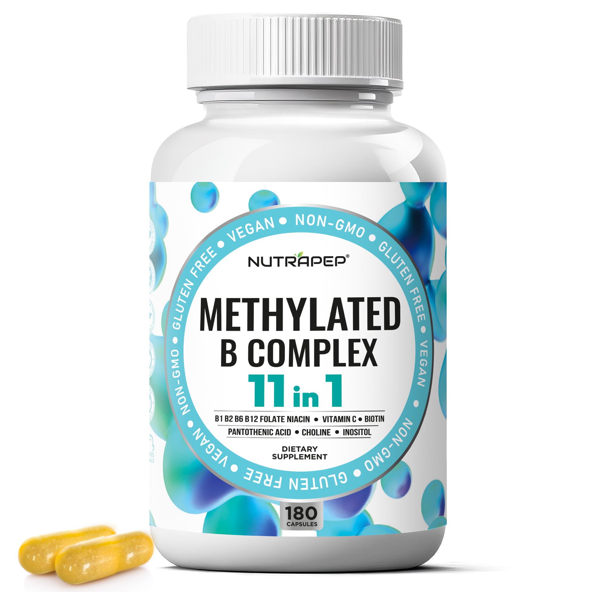 NutraPep Methylated B Complex Capsules bottle front view
