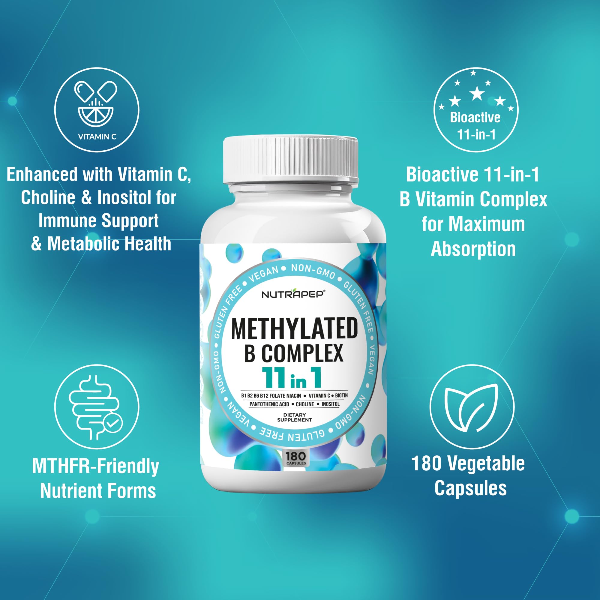 NutraPep Methylated B Complex ingredients label