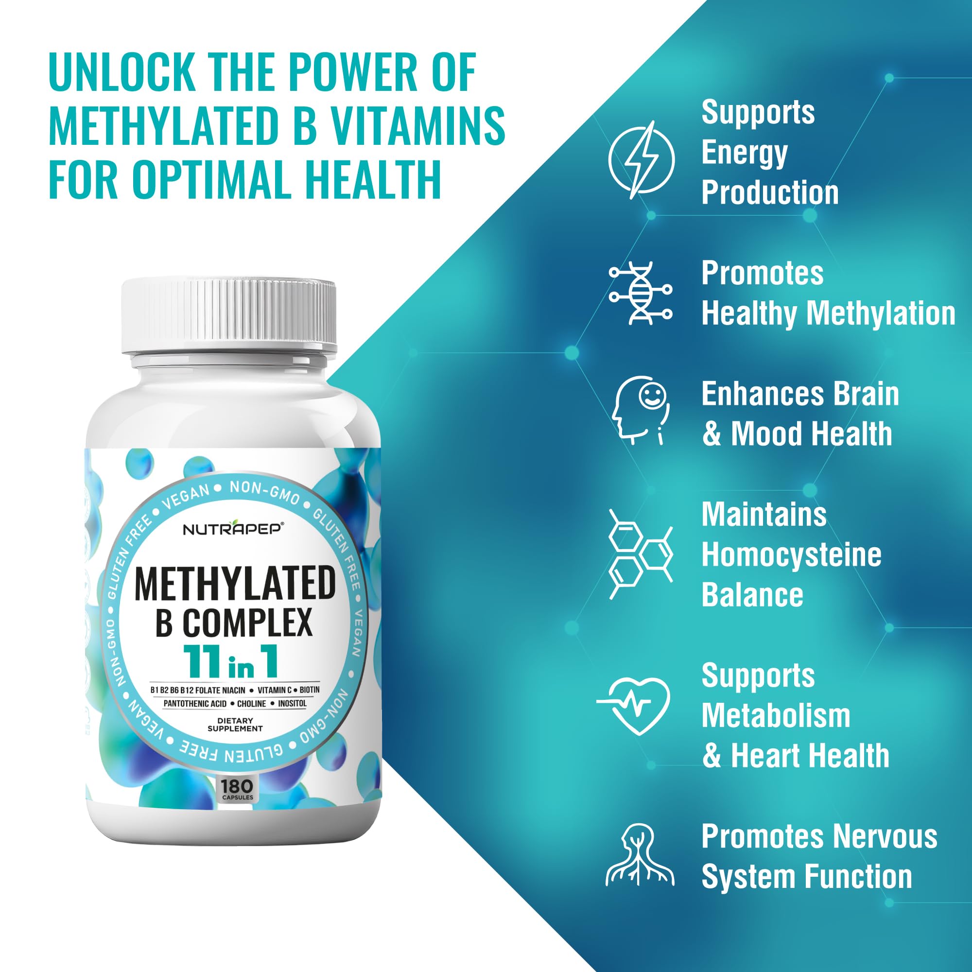NutraPep Methylated B Complex packaging side view