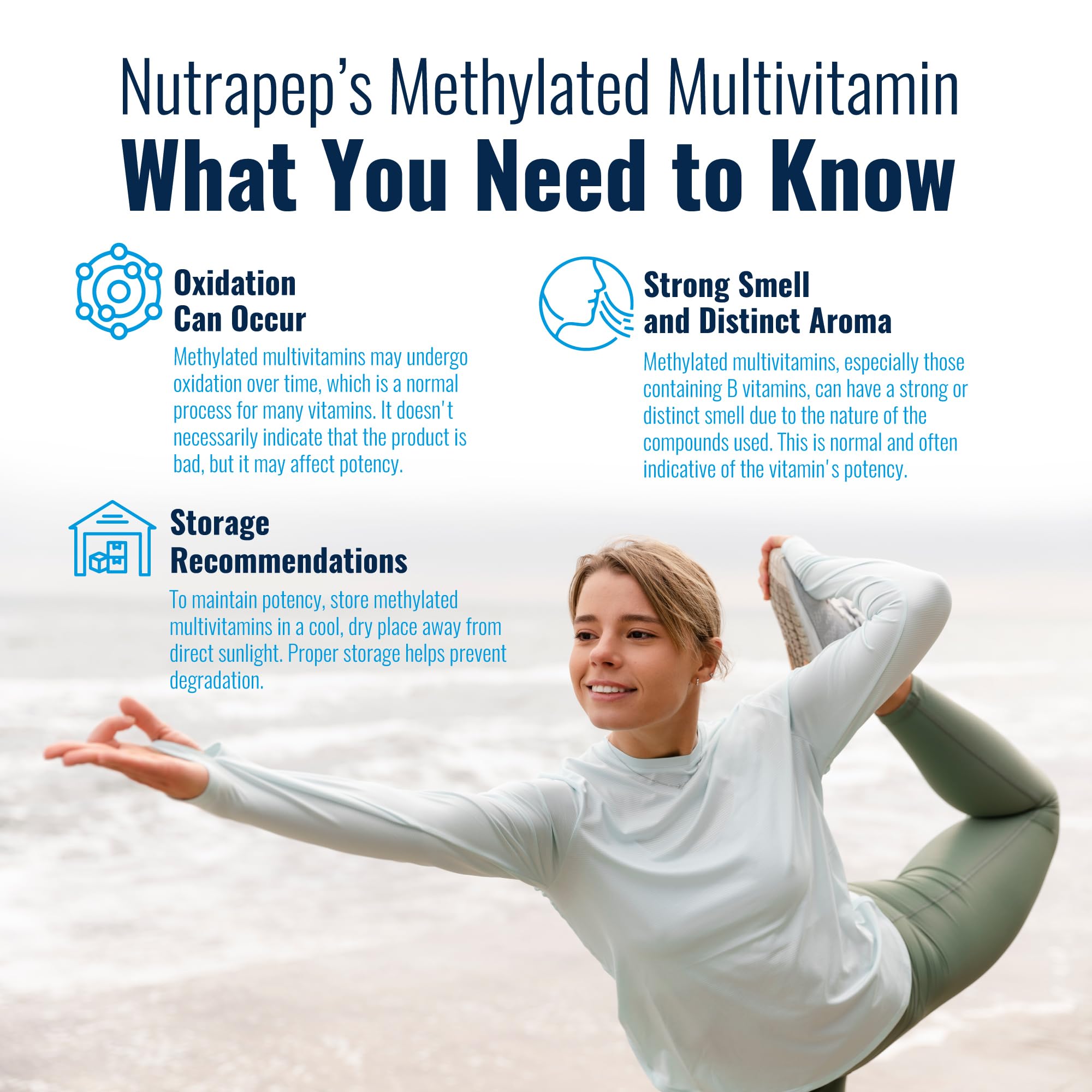 NutraPep Methylated Multivitamin on a wooden table