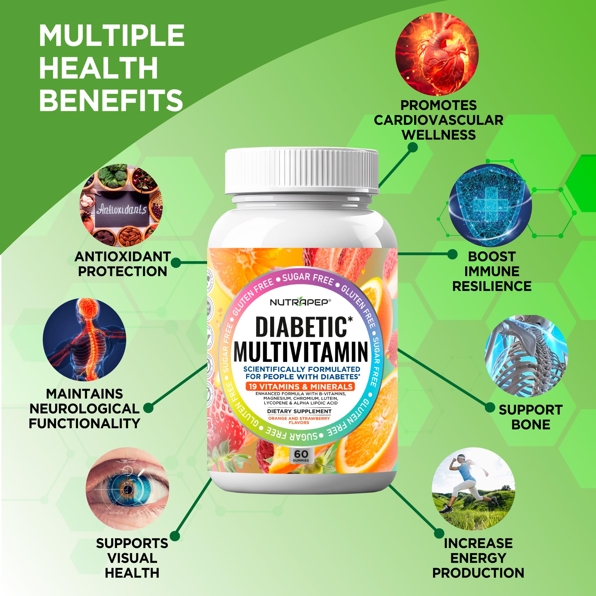 NutraPep Multivitamin Gummies orange and strawberry flavours