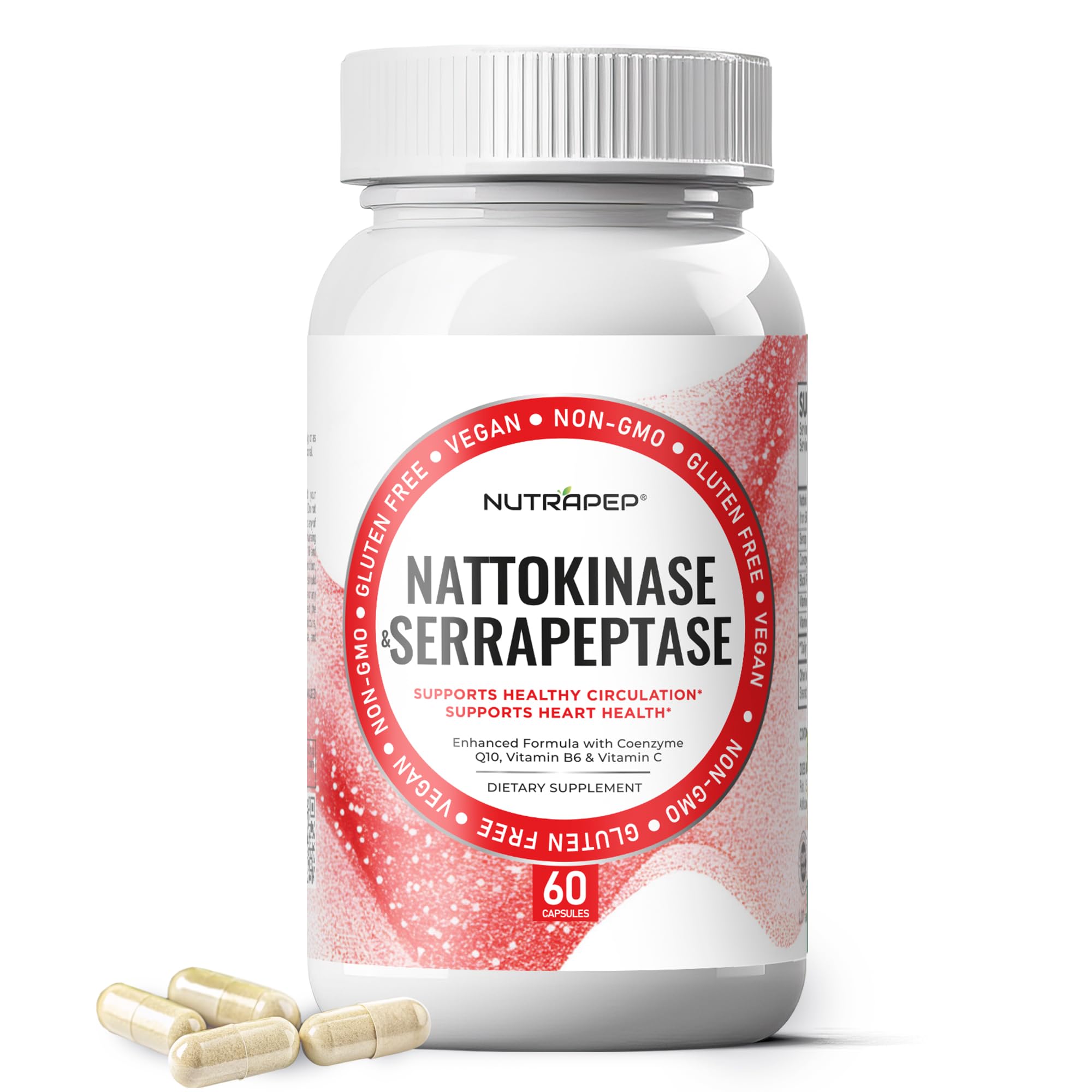 NutraPep Nattokinase Capsules front view with packaging