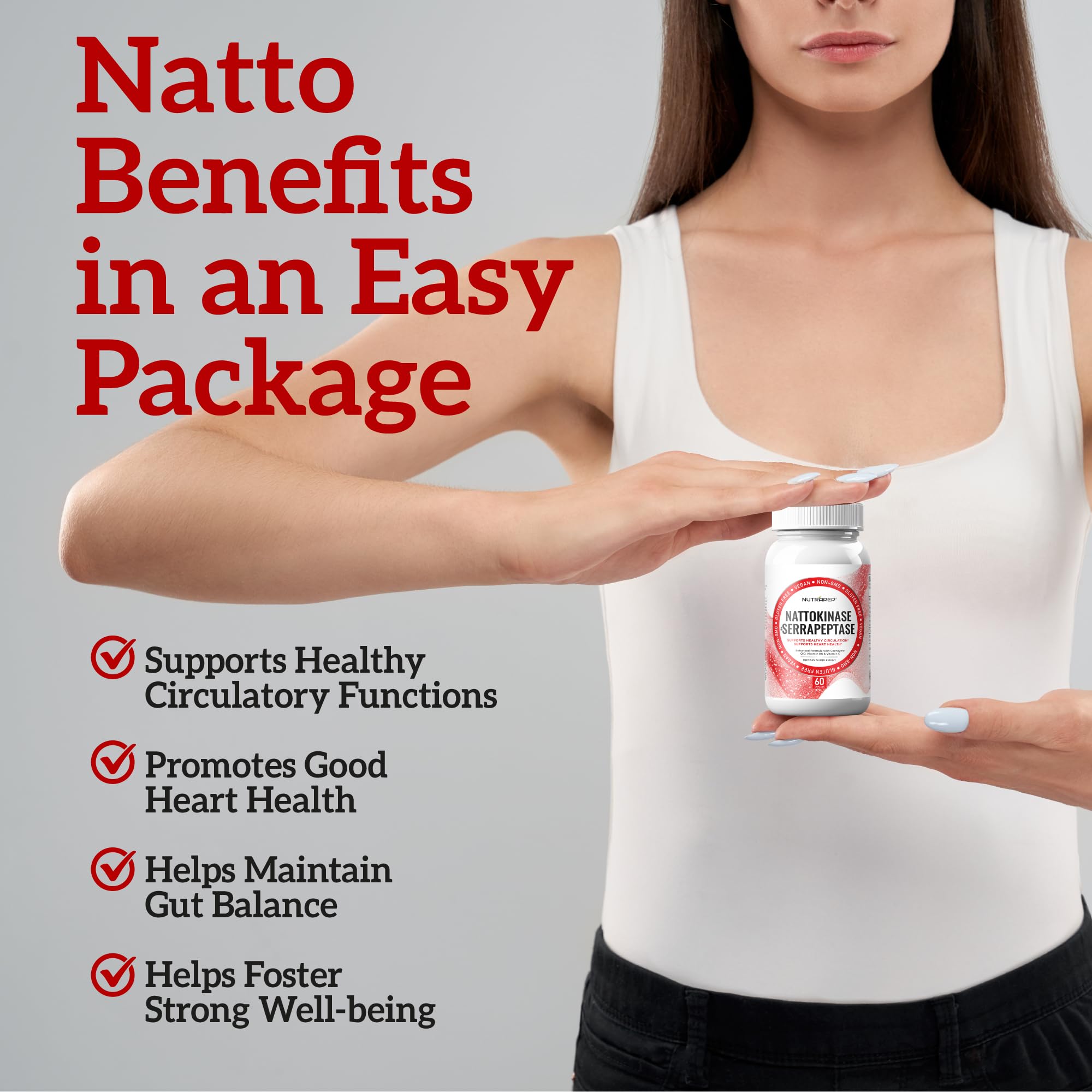 NutraPep Nattokinase Capsules side view showing label