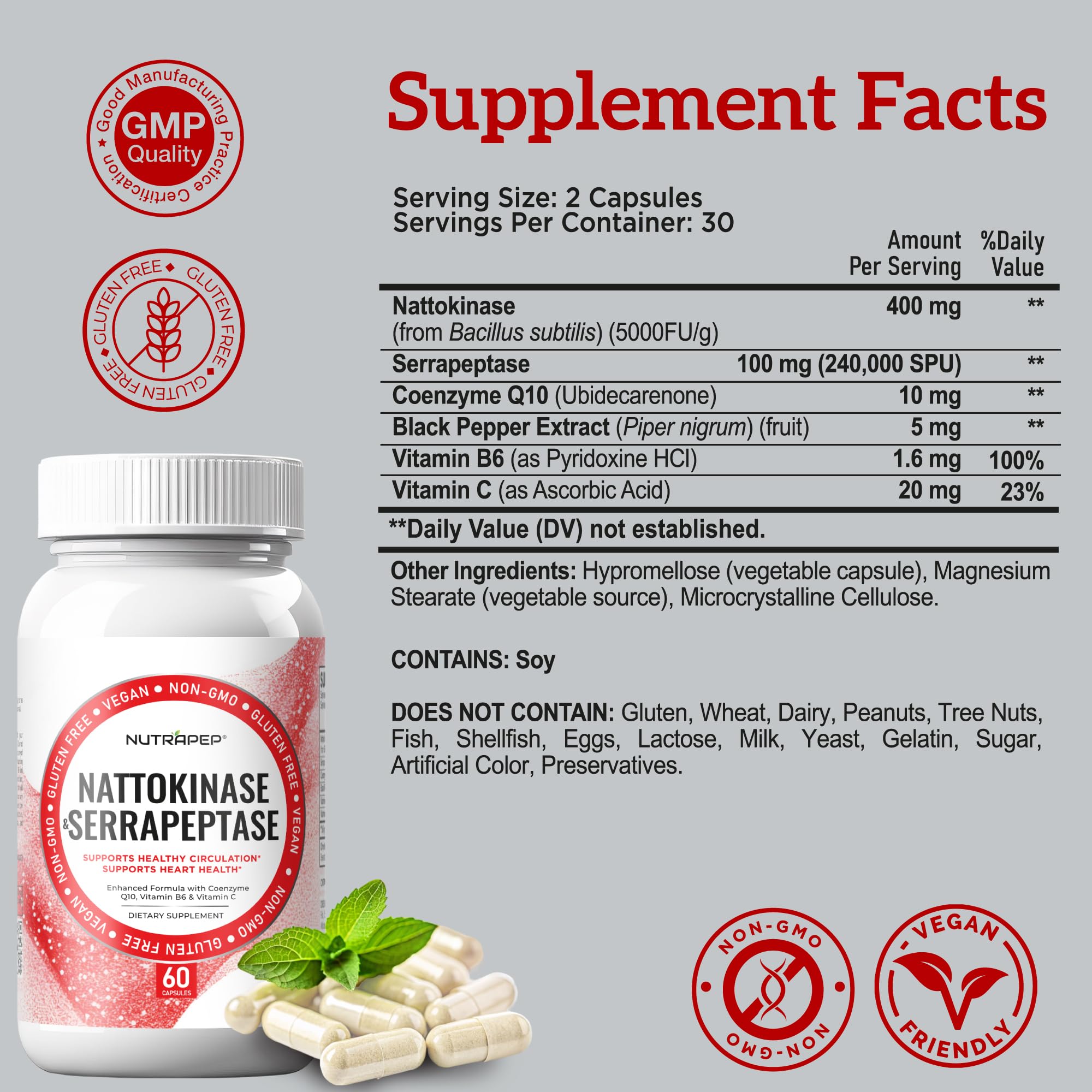 NutraPep Nattokinase Capsules with a glass of water