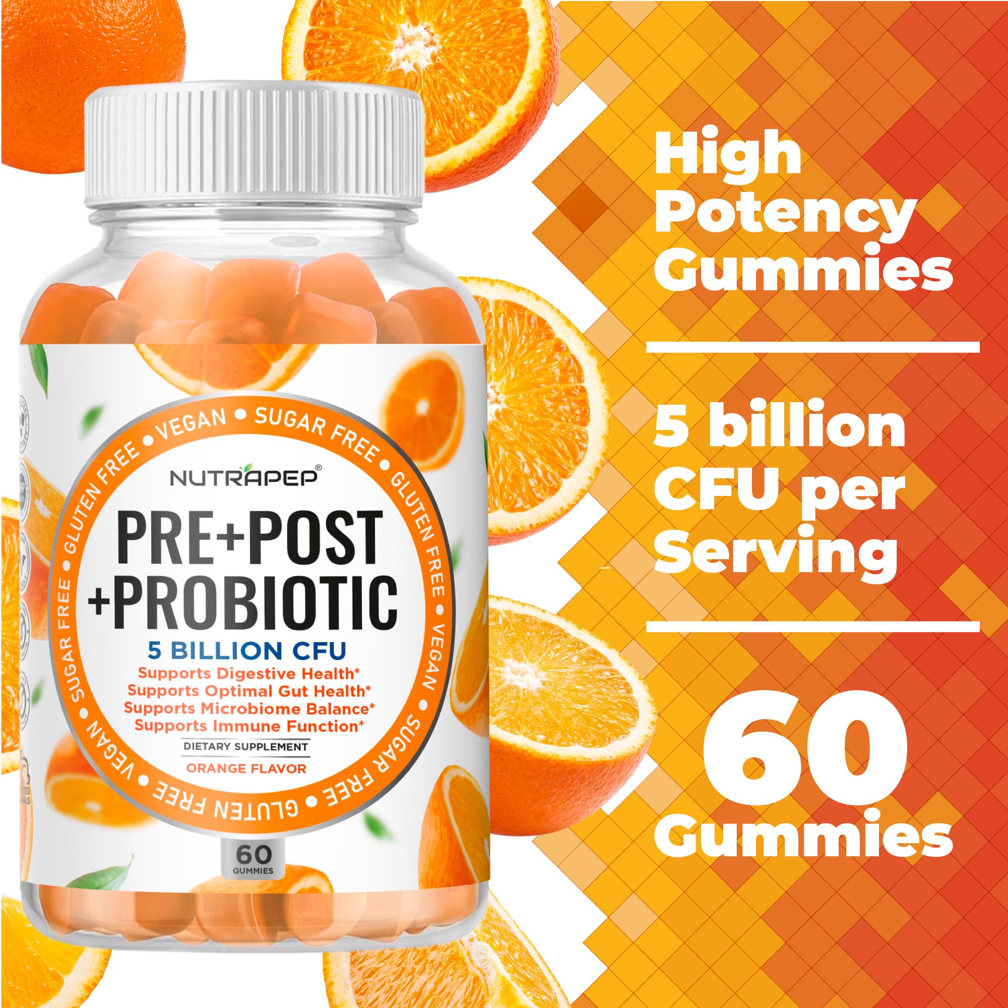 NutraPep PRE+POST+PROBIOTIC Gummies nutritional information