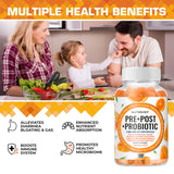 NutraPep PRE+POST+PROBIOTIC Gummies with a hand holding one gummy
