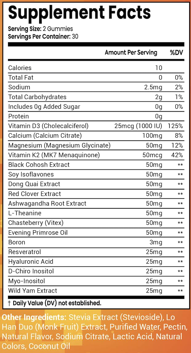 NutraPerfecto Menopause Support Gummies berry flavour gummies on table
