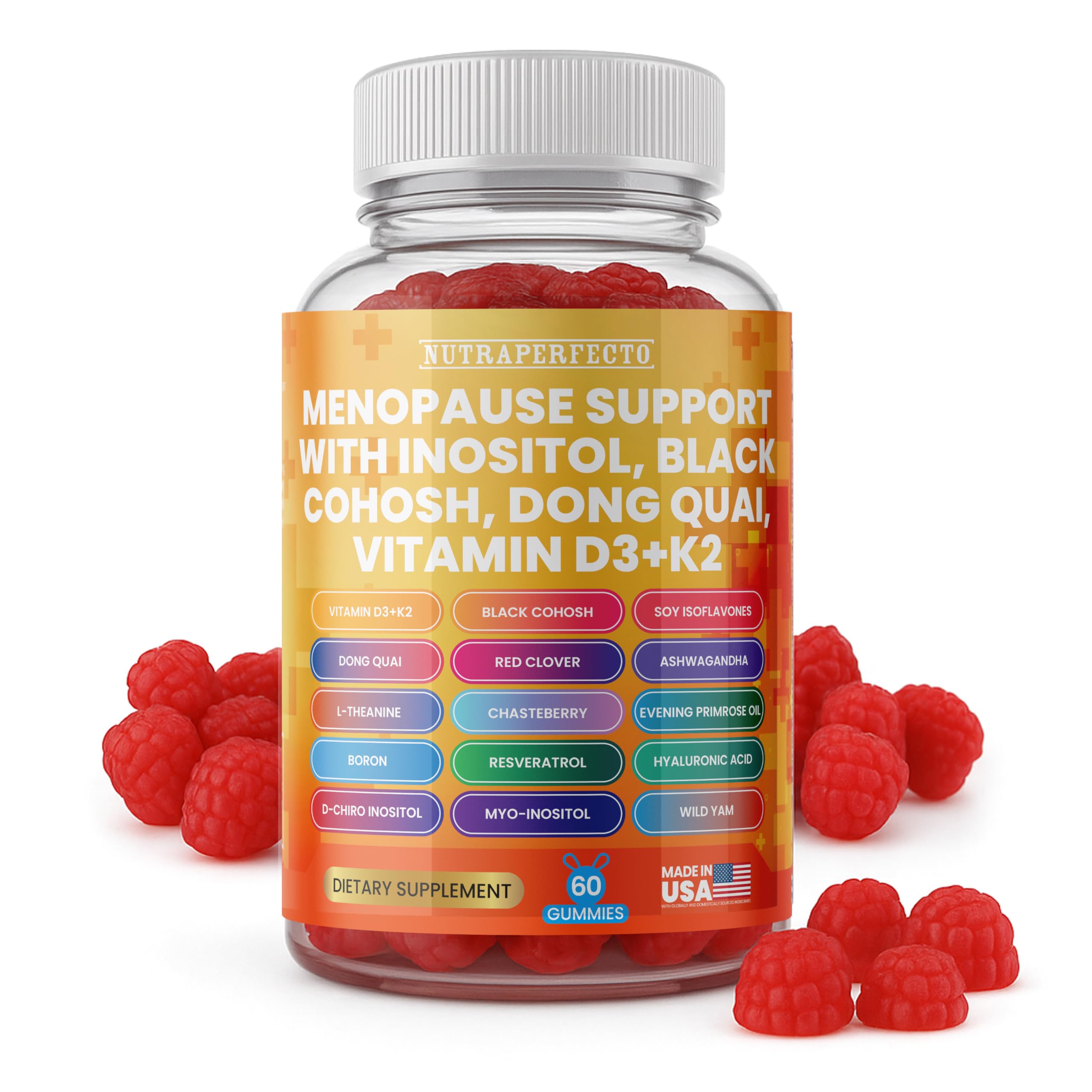 NutraPerfecto Menopause Support Gummies front view with berry flavour