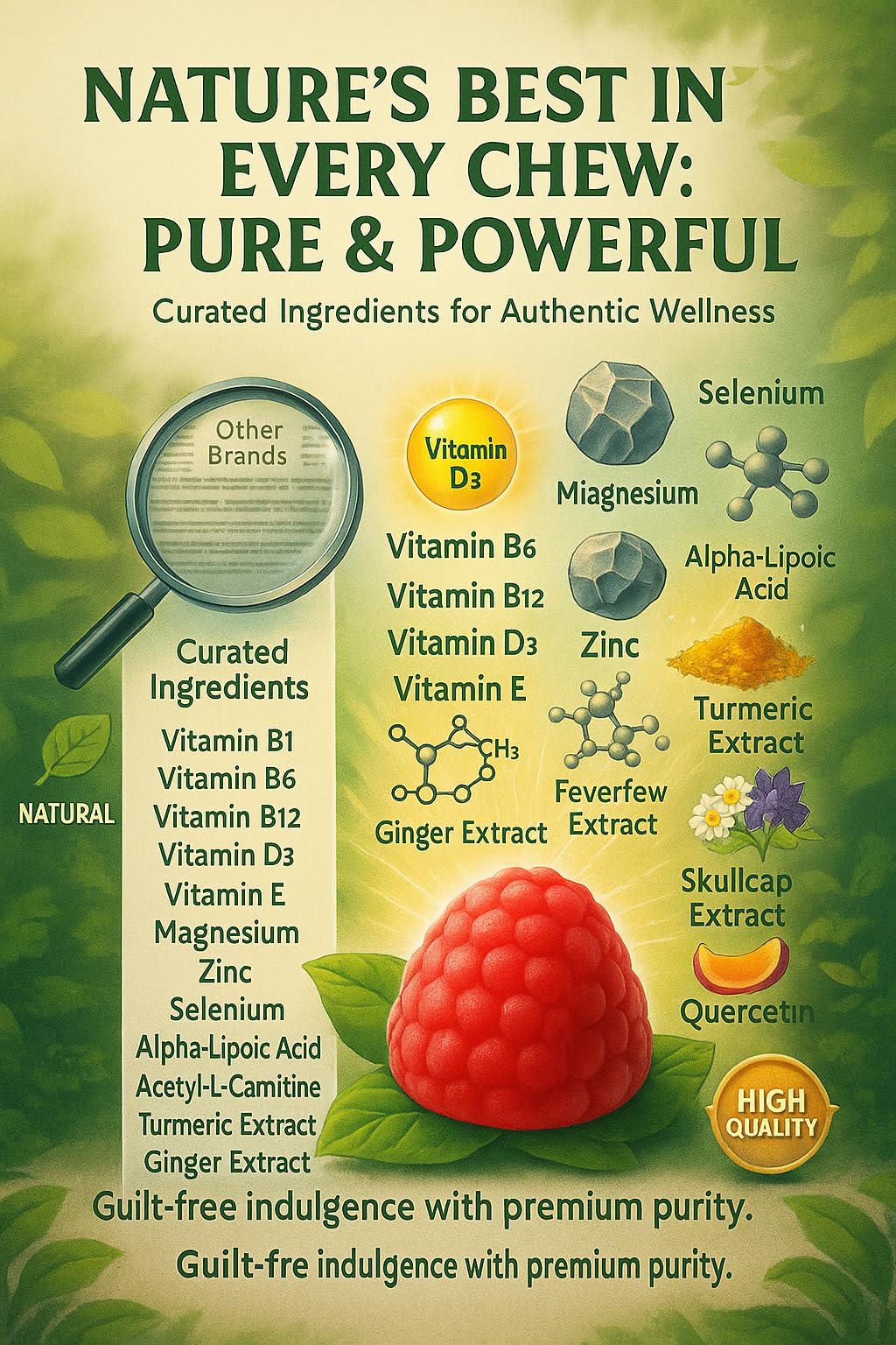 NutraPerfecto Neuropathy Gummies side view with nutrition facts