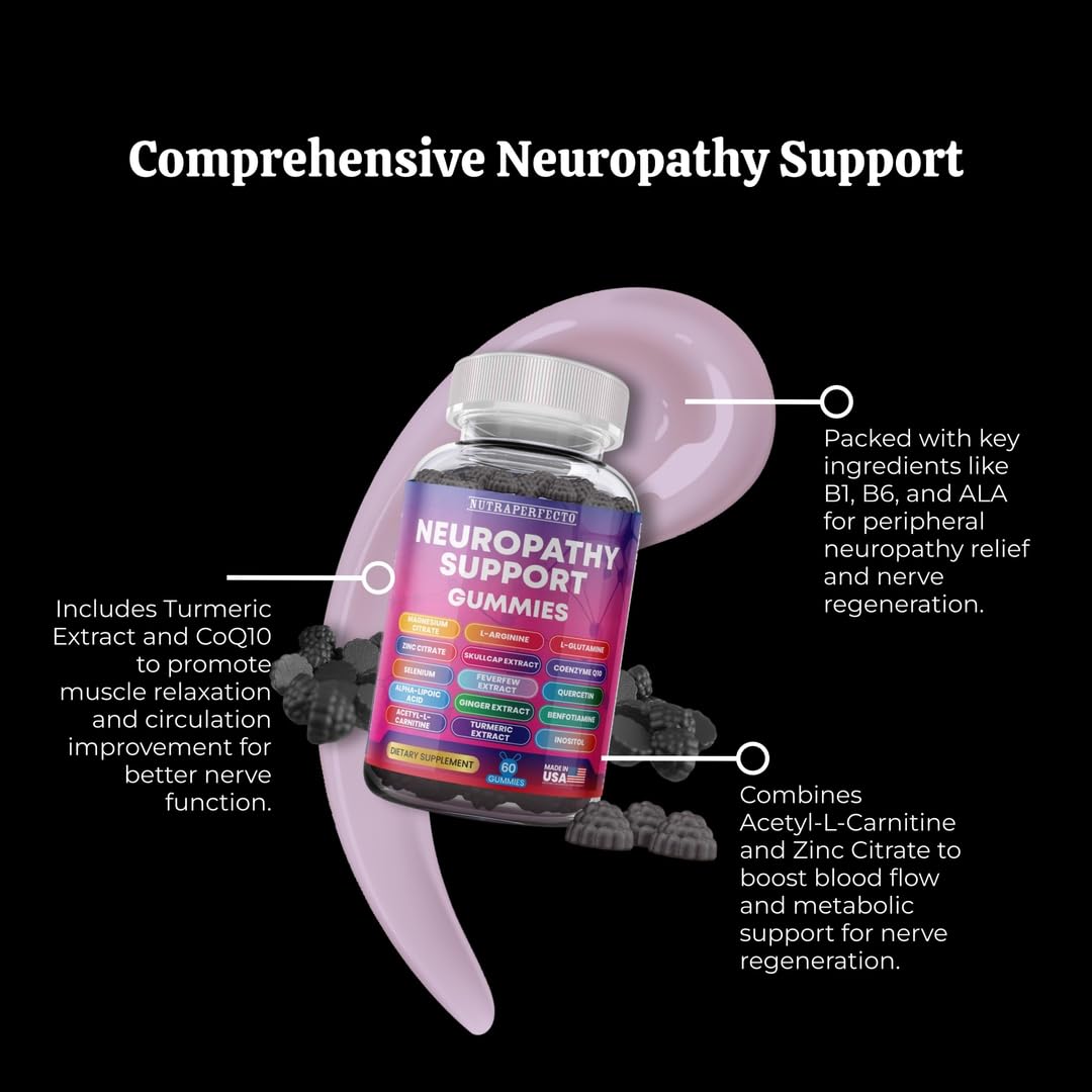 NutraPerfecto Neuropathy Gummies with a glass of water
