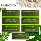 NutraPro Blood Flow Optimizer supplement back view with dosage information