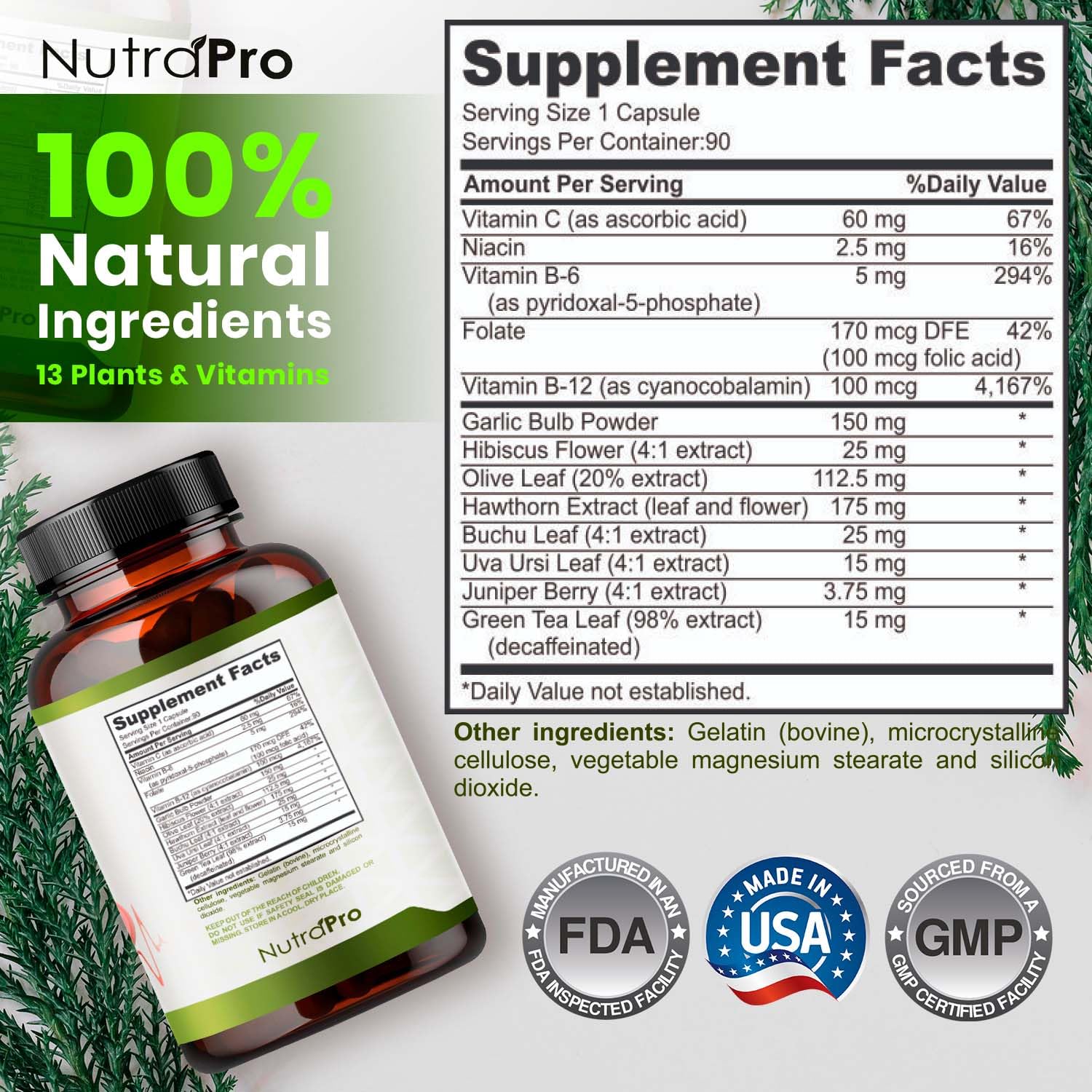 NutraPro Blood Pressure Support Herbal Supplement ingredients list