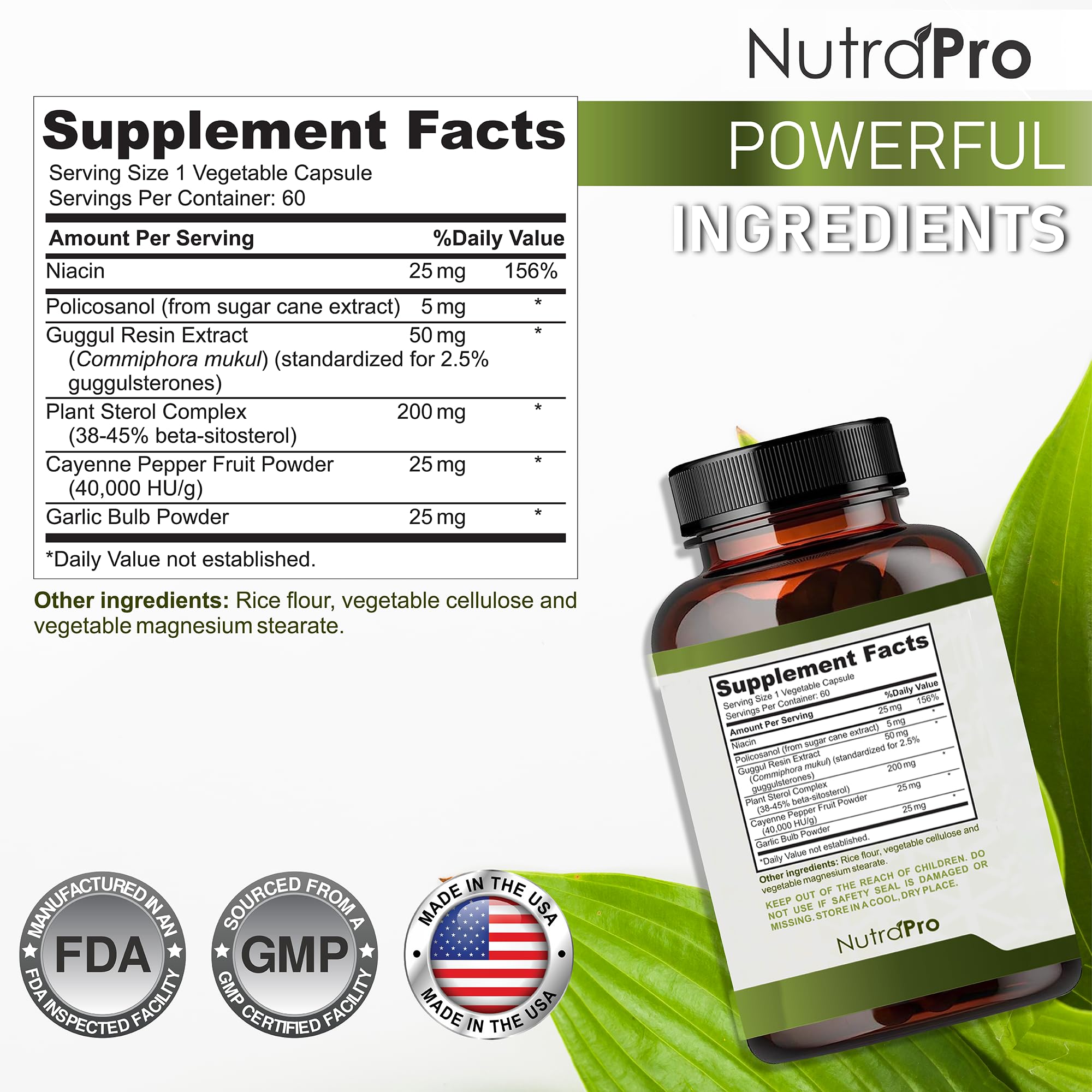 NutraPro Cholesterol Support Capsules on a wooden surface